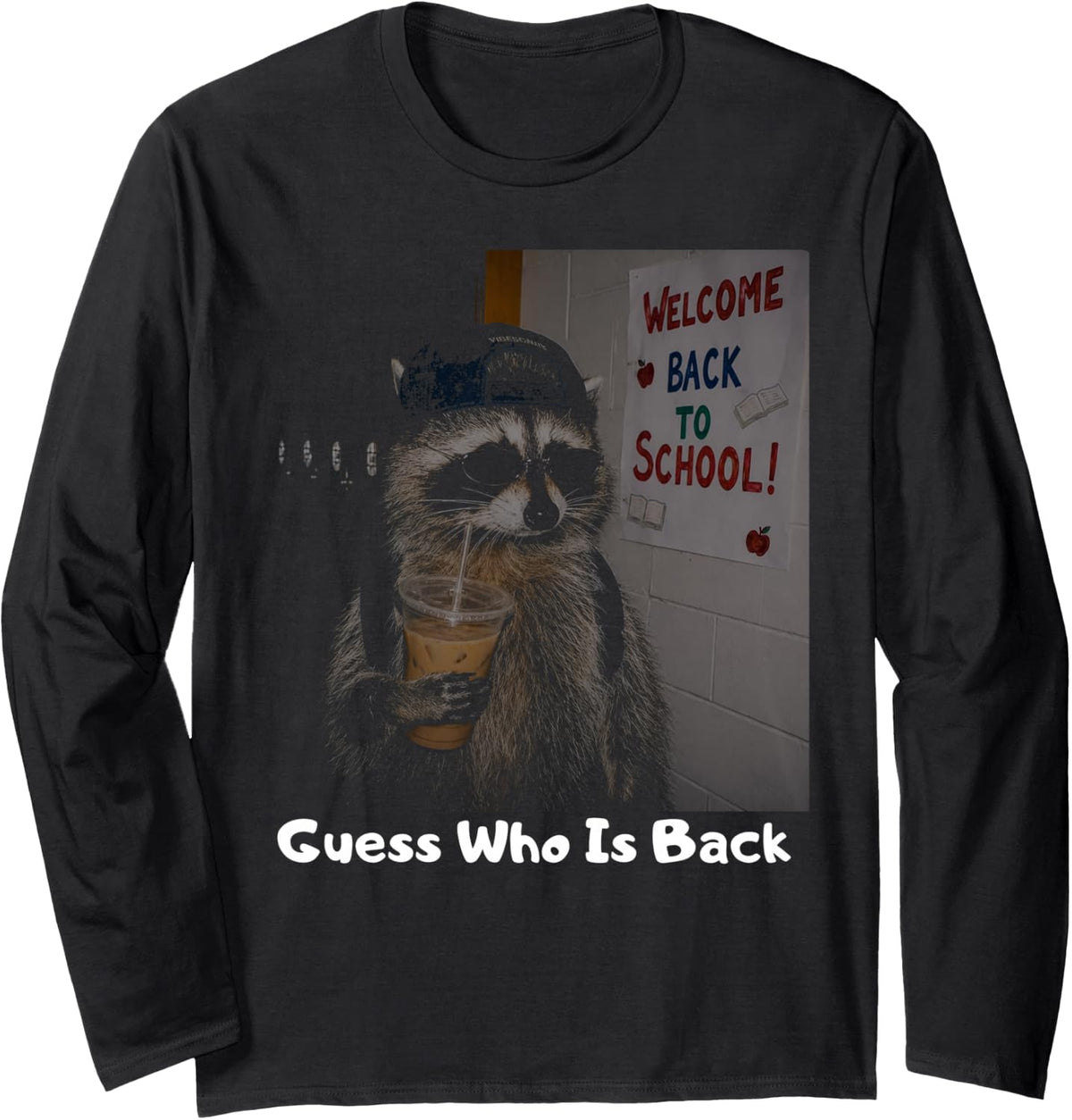 Iced Coffee Back to School Long Sleeve T-Shirt - Adult Unisex Black