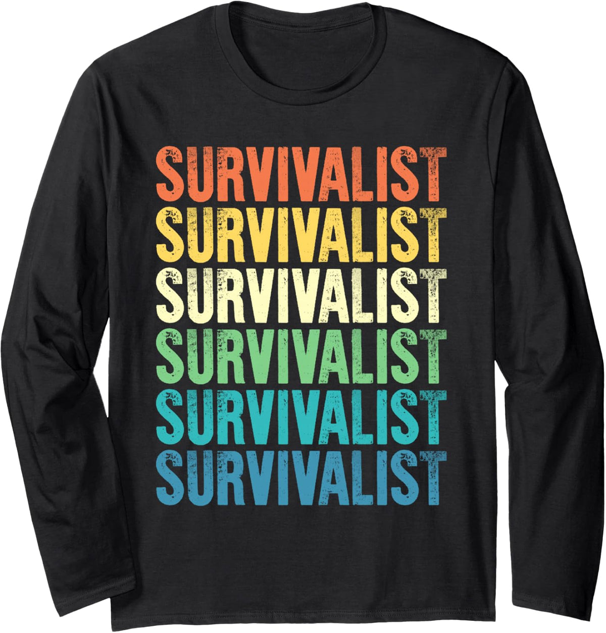 Survivalist - Colorful Long Sleeve T-Shirt - Adult Unisex Black