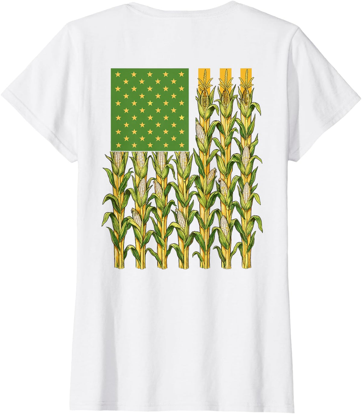 American Flag Corn Field USA Patriotic Farmer Farm Pride T-Shirt - White