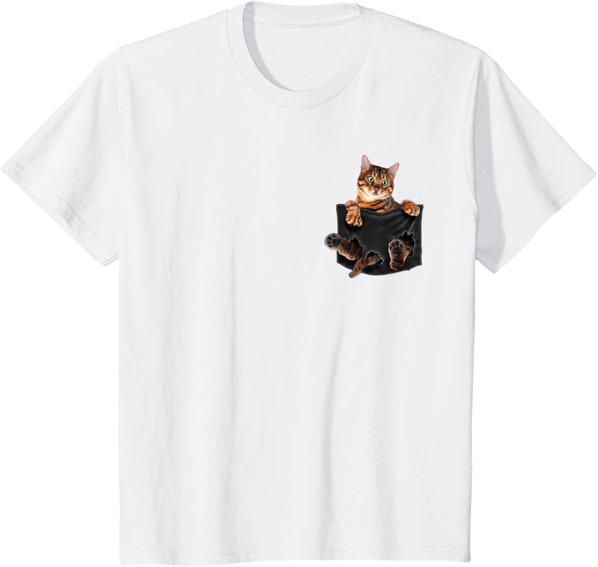 Bengal Cat in Pocket Tees T-Shirts for Cat Lovers and Bengal Cat Moms - White