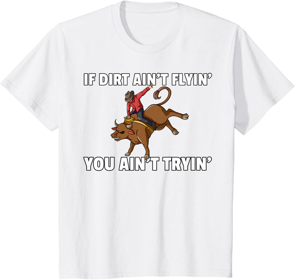Bull Riding Rodeo Lover Gifts Unisex Adults Black Cotton Polyester Blend T-Shirt Small Short Sleeve Classic Fit Crew Neck