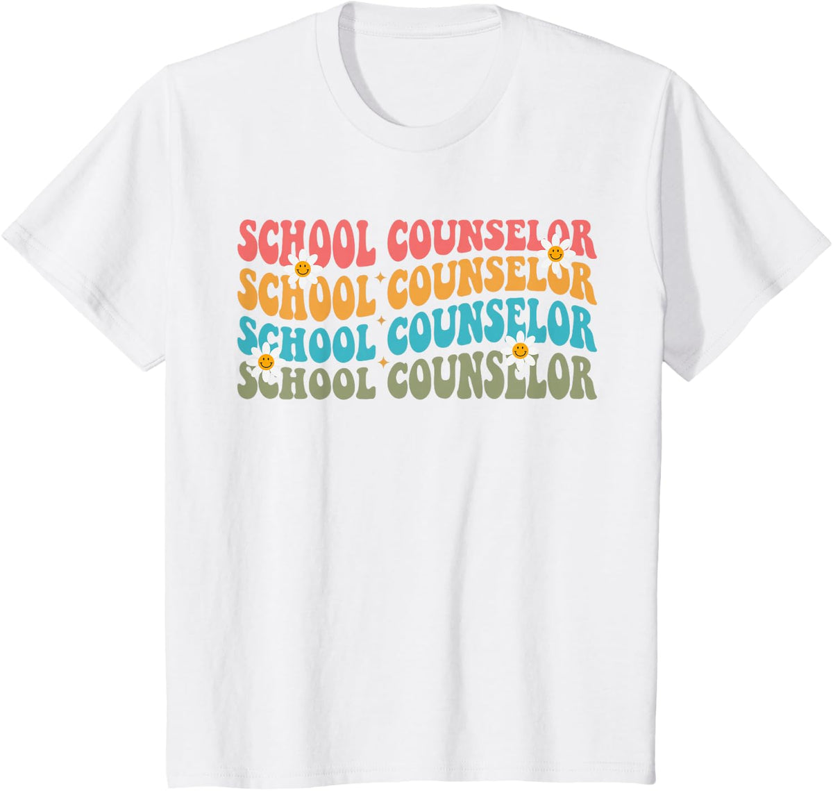 Funny School Counselor groovy retro Counselor Teacher T-Shirt - White