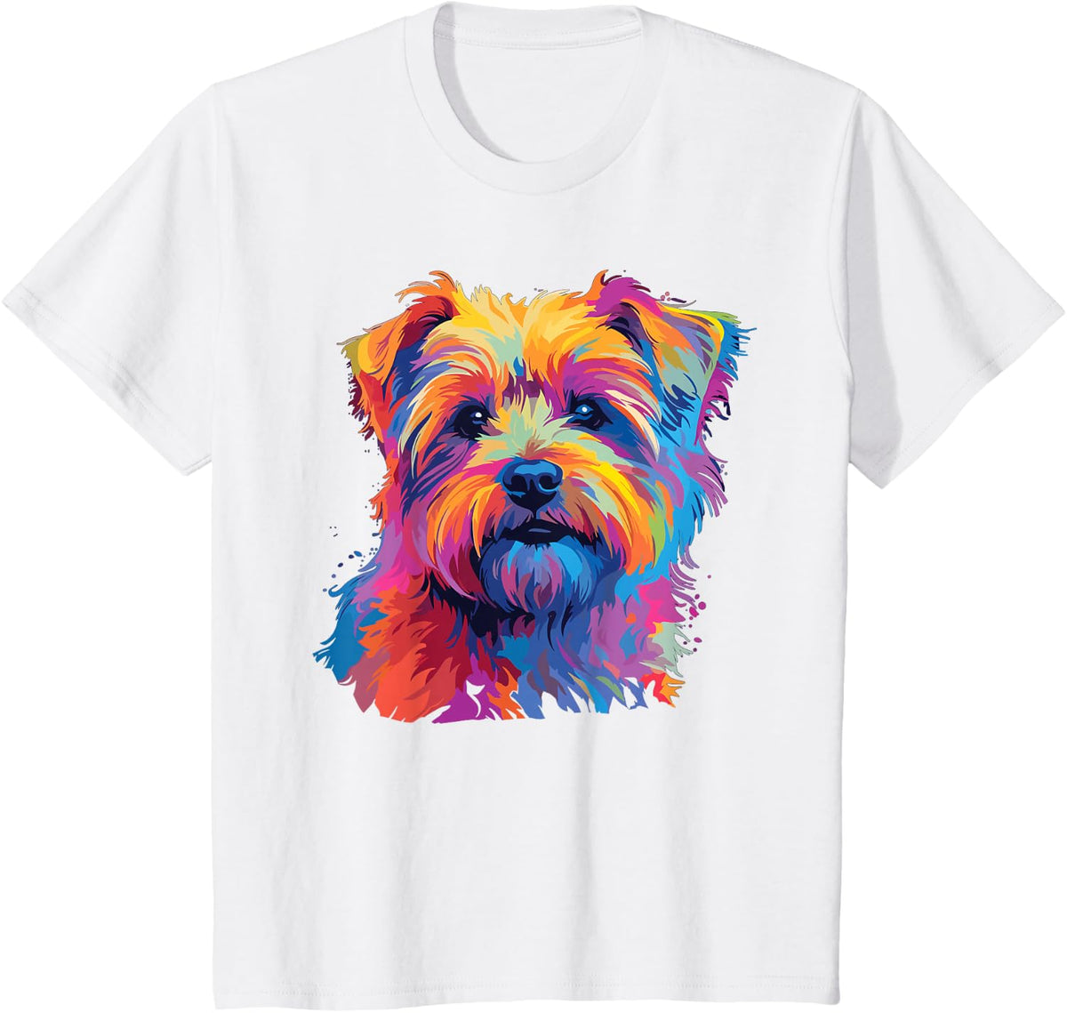 Retro Norfolk Terrier Dog Tees Unisex-Kids Multicolor Watercolor Graphic T-Shirt Small - White