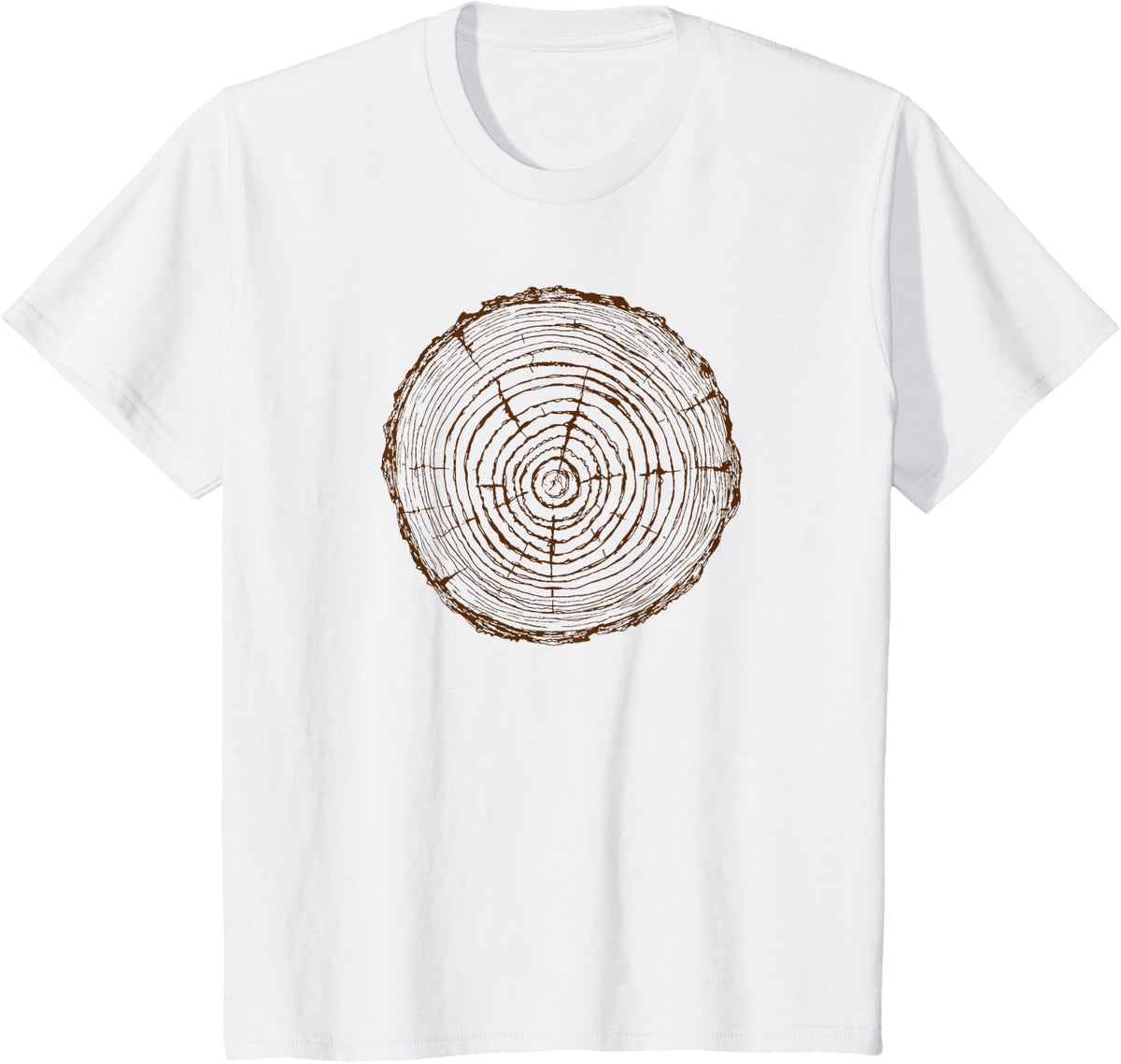 Brown Tree Rings Growth Nature Lover Arborist Tee T-Shirt for Outdoors Enthusiasts - White