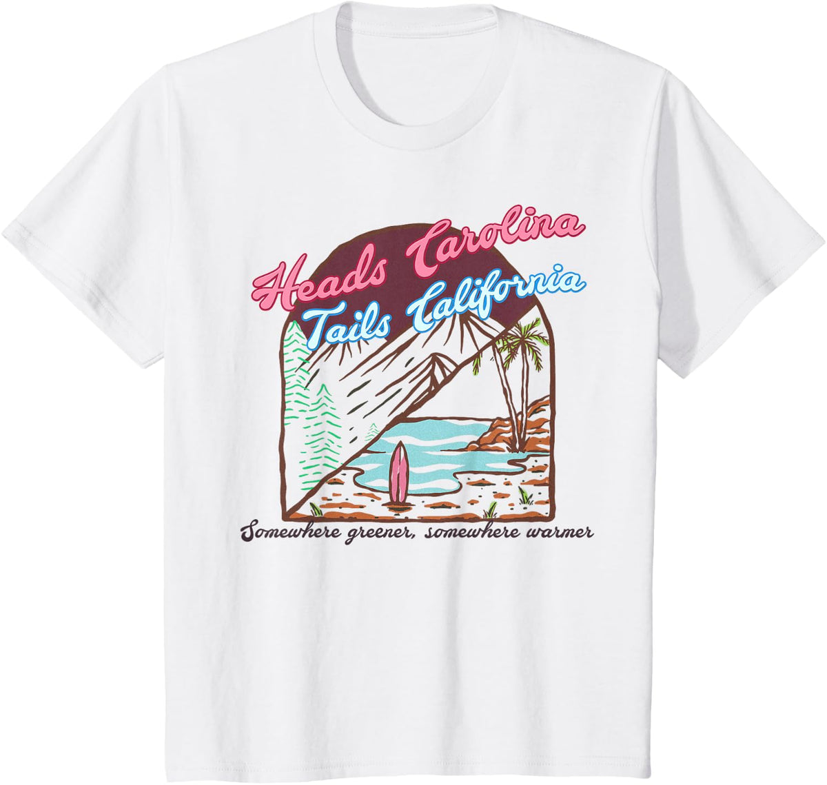 Heads Carolina Tails California Country Cowgirl Cowboy T-Shirt - White