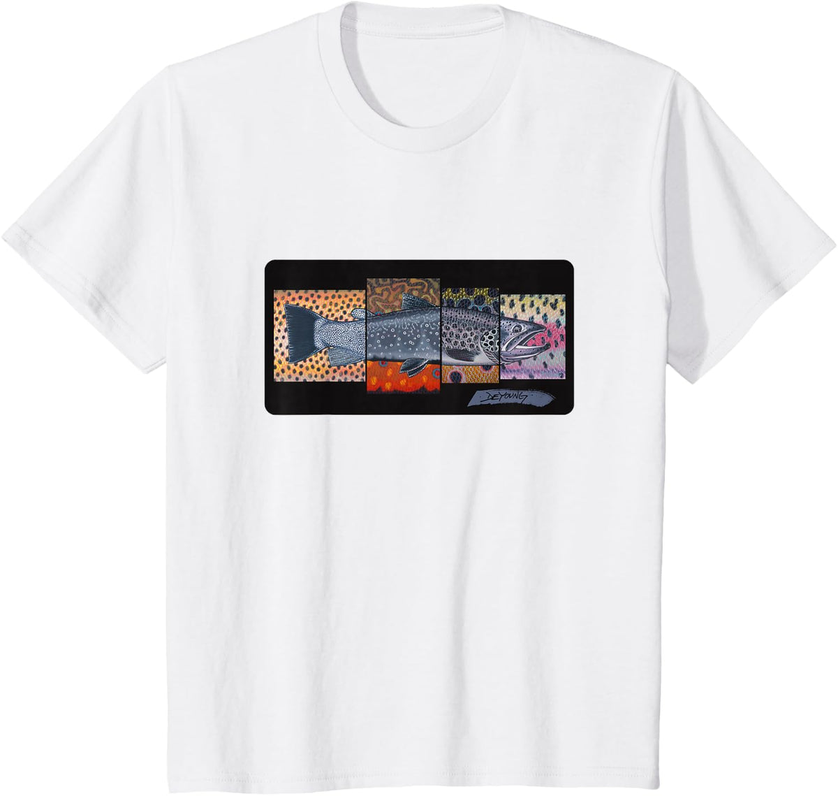Cutthroat and Trout Fish Species T-Shirt Derek DeYoung T-Shirt - White