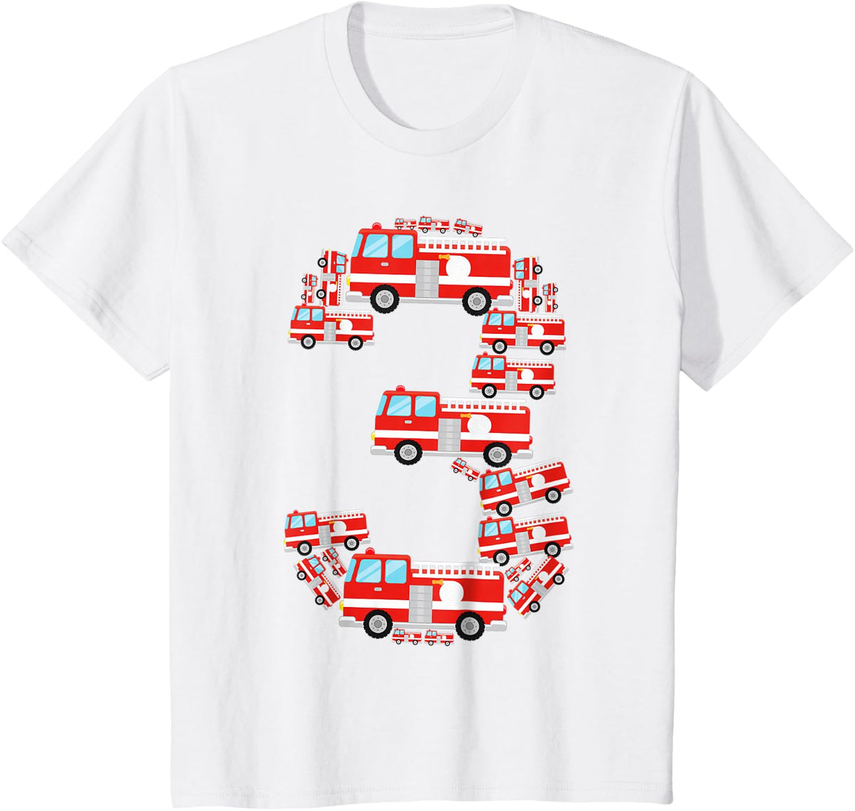 Fire Truck 3rd Birthday Boy Tee 3 Year Old Toddler Firefighter T-Shirt - White