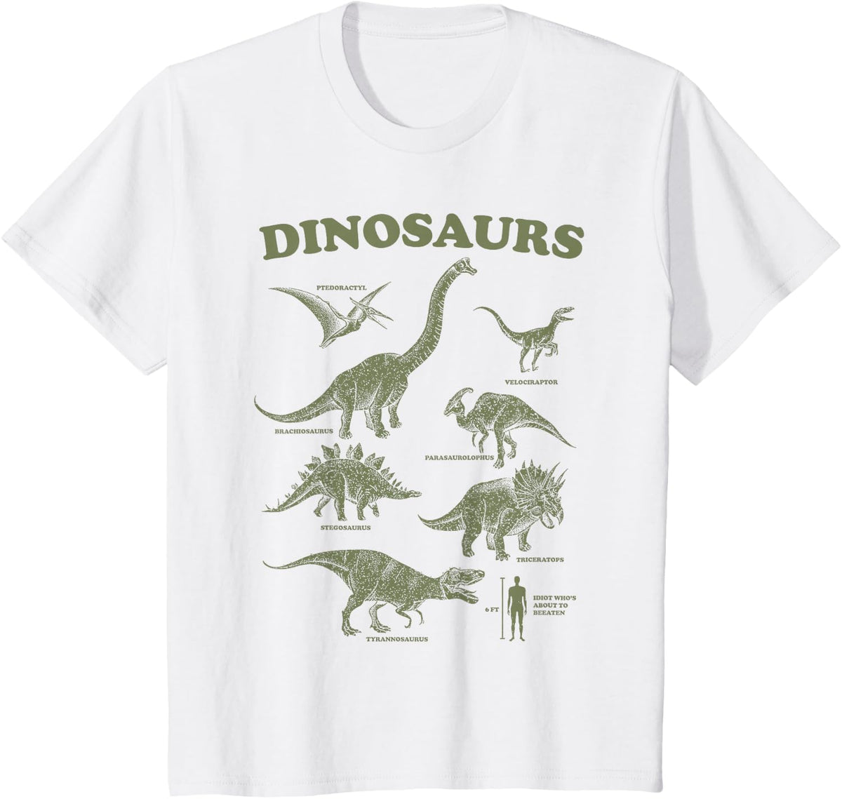 Funny Dinosaur Shirt Dinosaur and Idiot Dinosaur Lover Dino T-Shirt - White