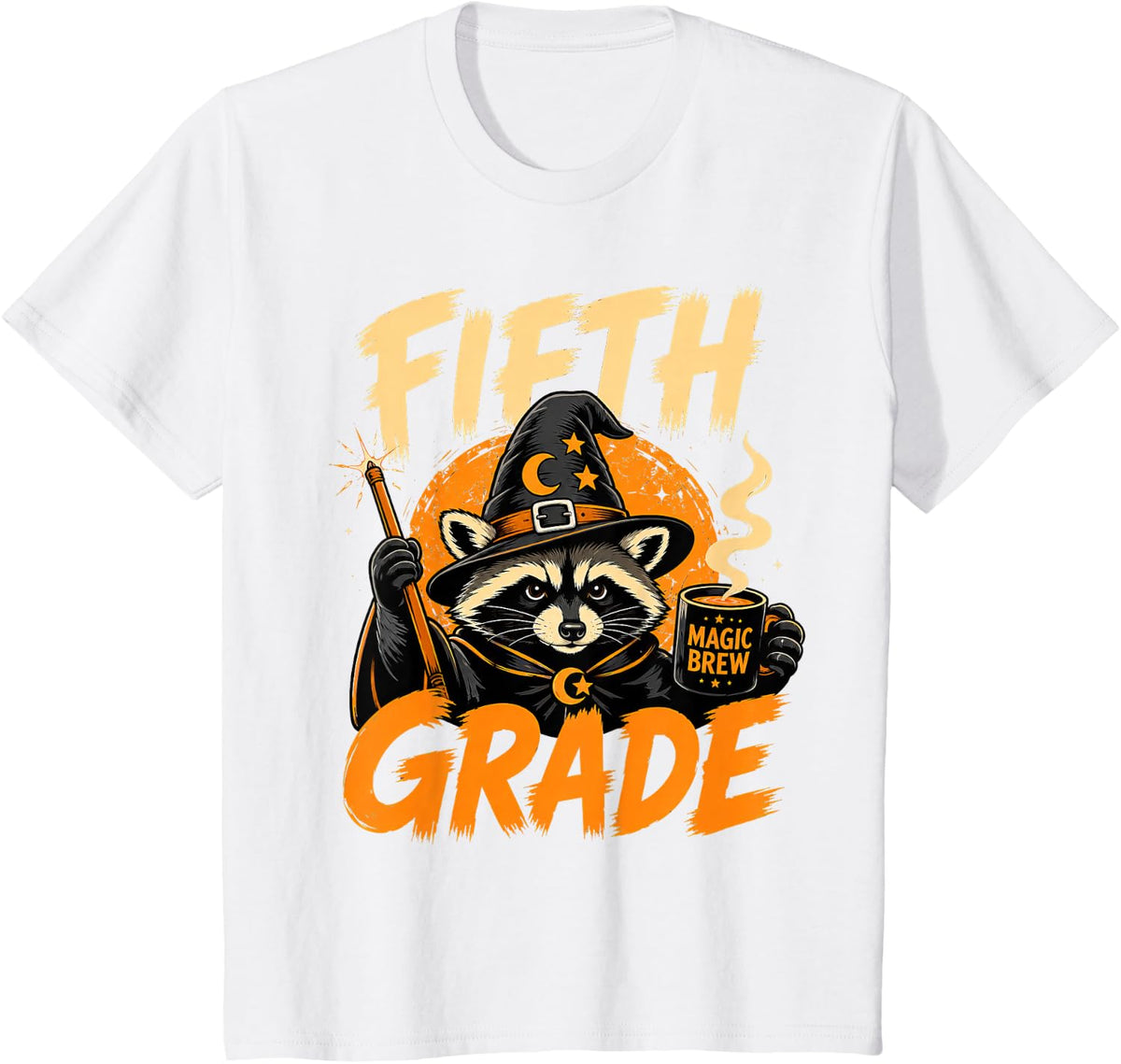 5th Grade Halloween Funny Raccoon Teacher Kids Fifth Grade T-Shirt - White
