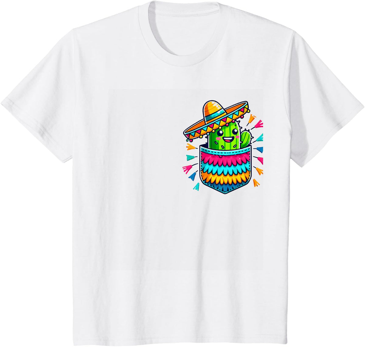 Cactus Pinata Pocket Cinco De Mayo Mexican Party Cute Boys T-Shirt - White