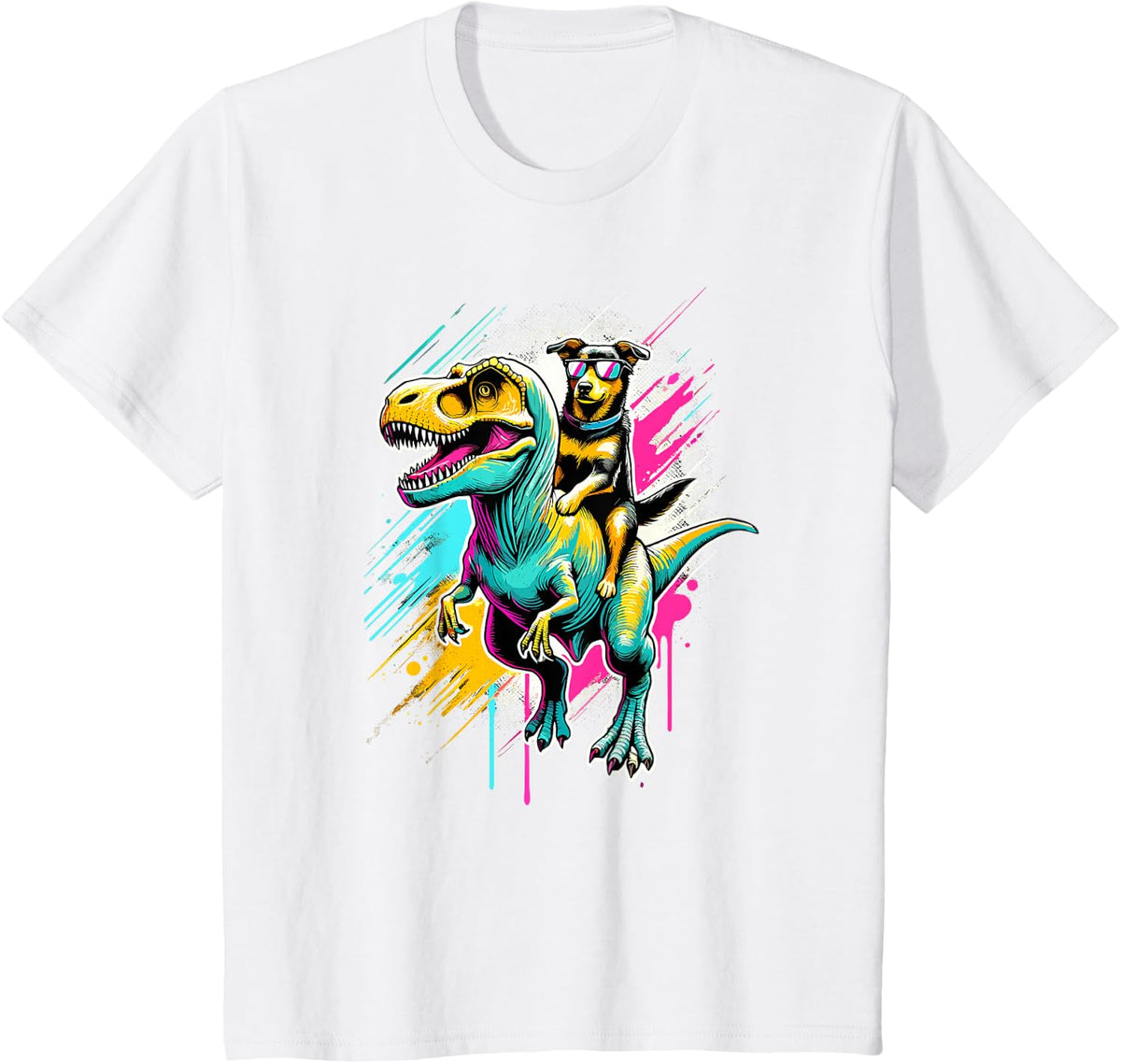 Dinosaur T-Rex Dog Tyrannosaurus Rex Dogs Puppy Men Women Kids T-Shirt - White