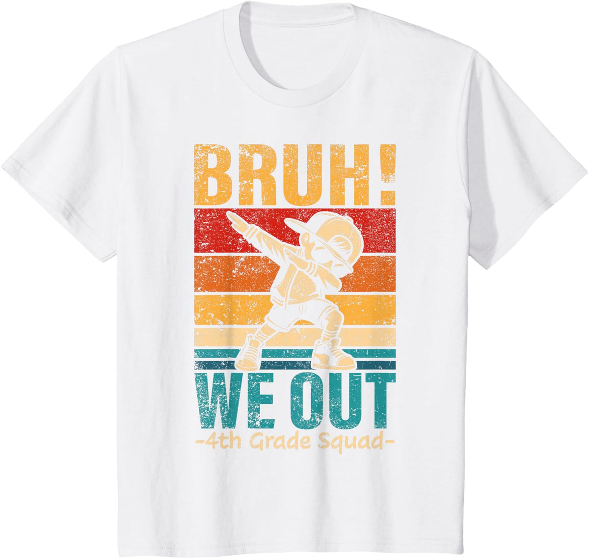 Fourth Grade Dabbing Boy Bruh We Out 4th Grade Squad Student T-Shirt - White