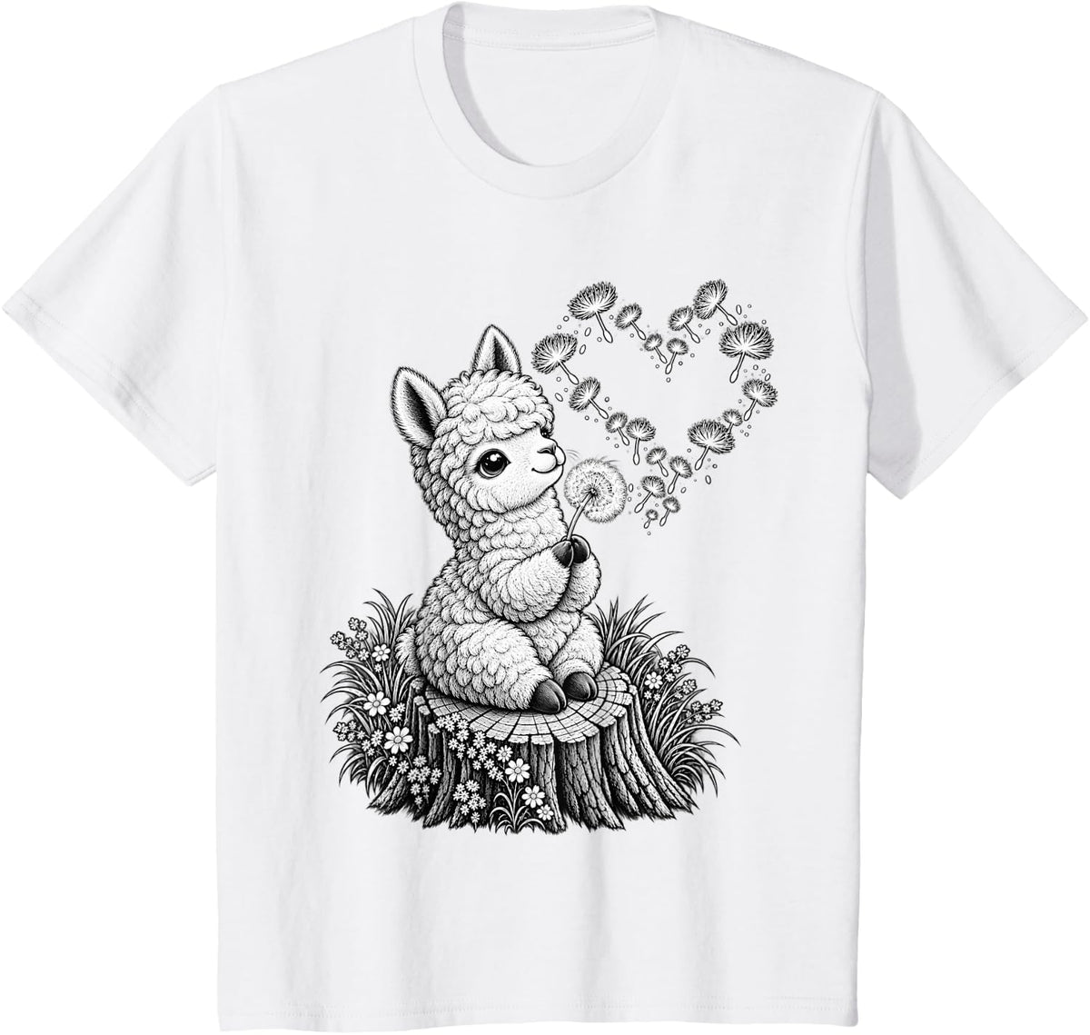 Alpaca Animal Art Portrait Wildlife Forest Alpaca Lover T-Shirt - White