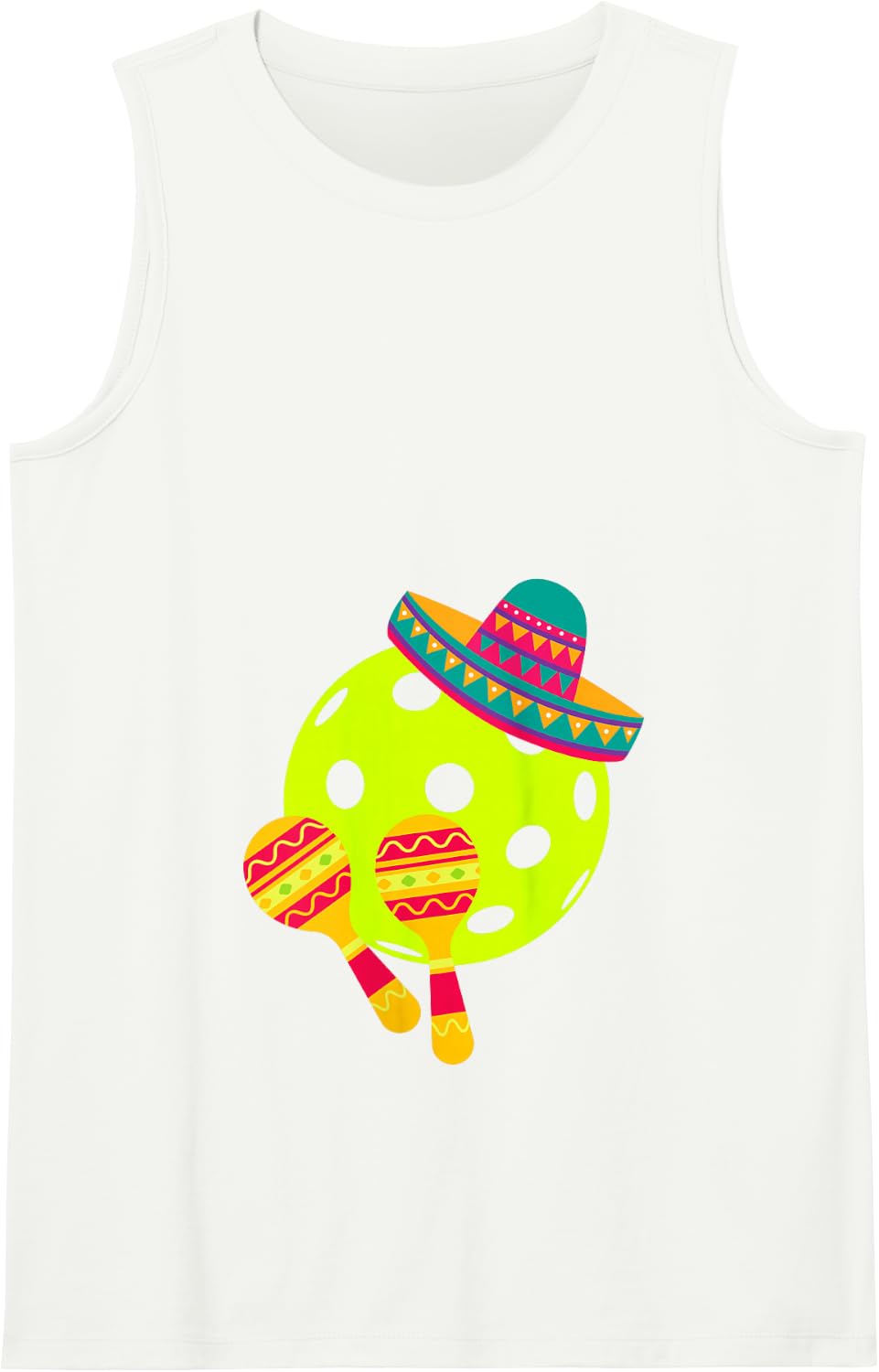 Cinco De Mayo Pickleball Sombrero and Maracas Tank Top - White
