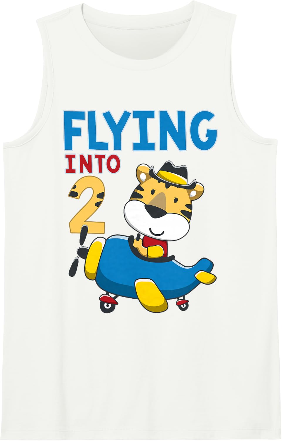 Pilot 2nd Birthday Airplane Party Aviator Flight Officer Sleeveless Tank Top - White