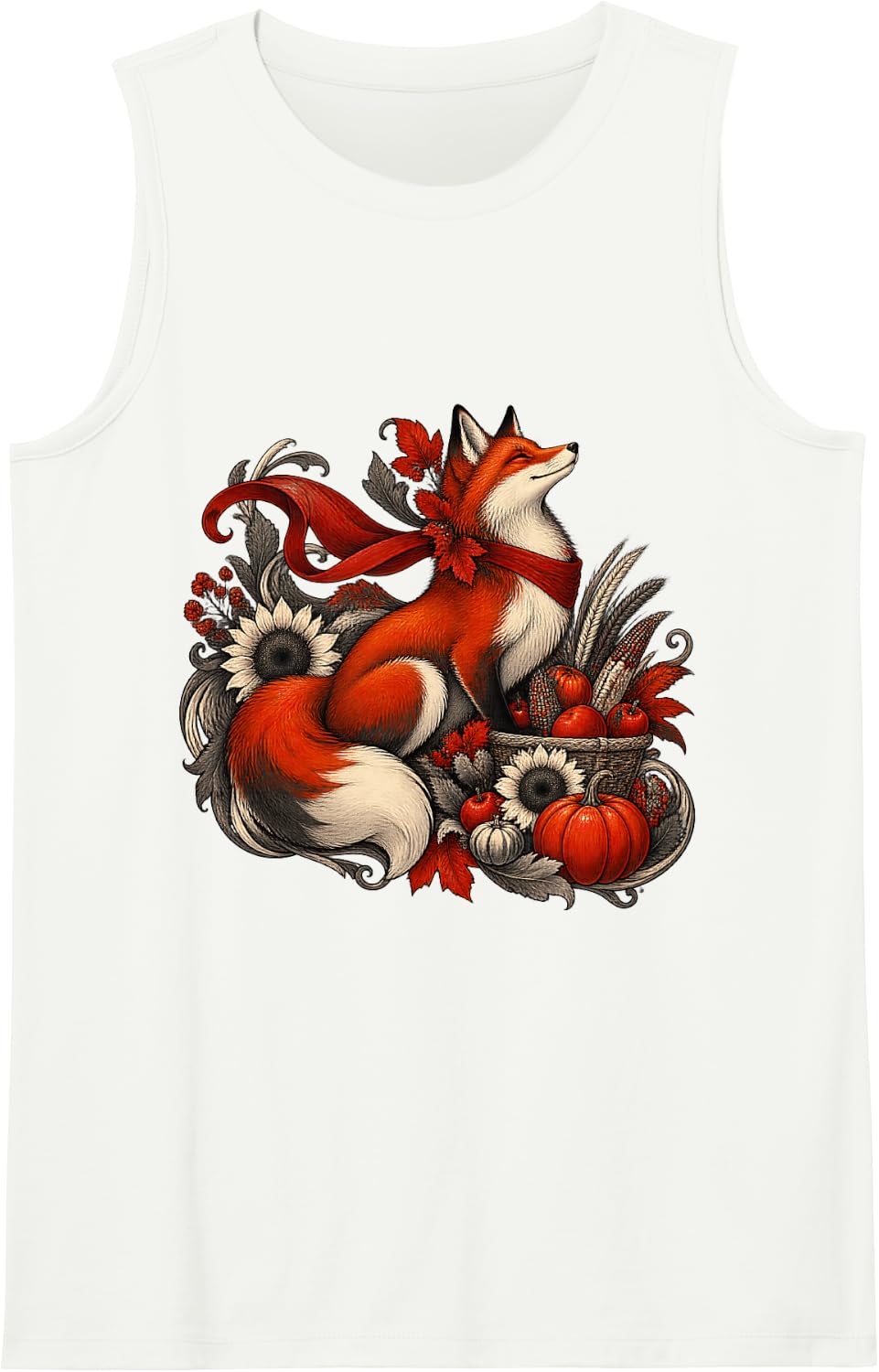 Proud Autumn Fox Harvest Celebration Tank Top - White