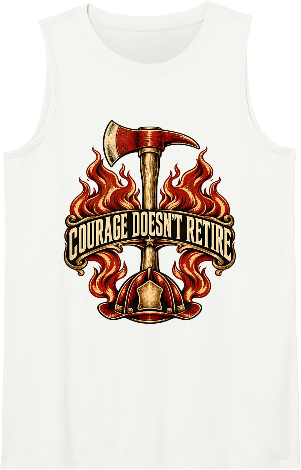 Retired Firefighter Courage Doesn't Retire Sleeveless Tank Top - White