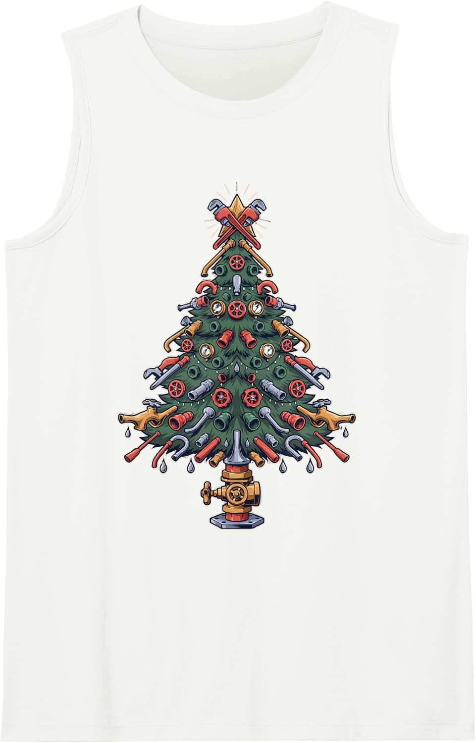 Plumber Christmas Tree Sleeveless Tank Top - White