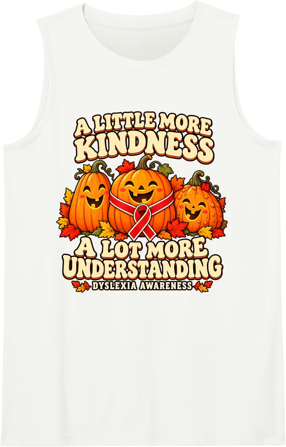 A Little More Kindness Dyslexia Awareness Sleeveless Tank Top - White