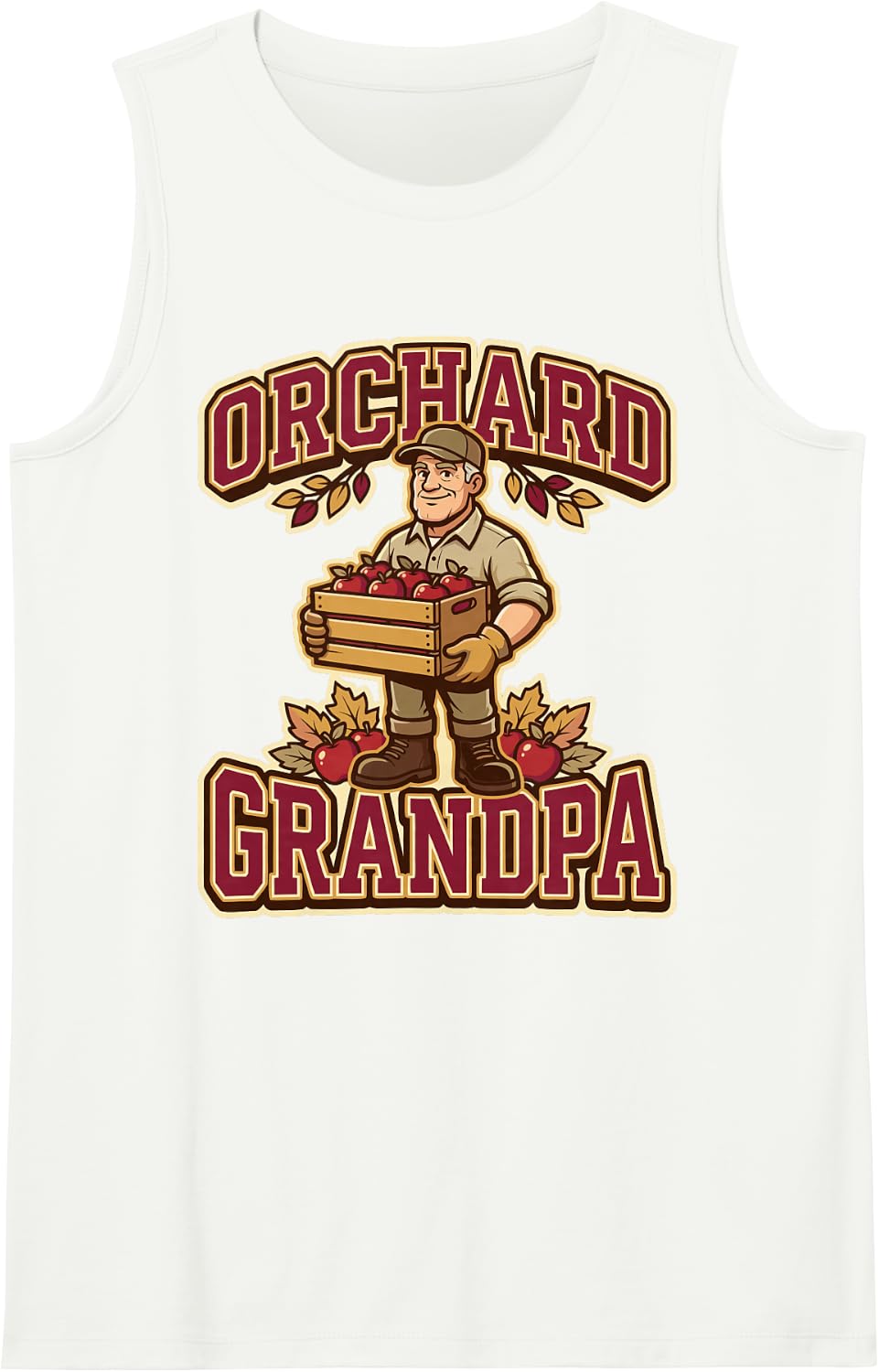 Orchard Grandpa Apple Farmer Harvest Season Fruit Picking Sleeveless Tank Top - White