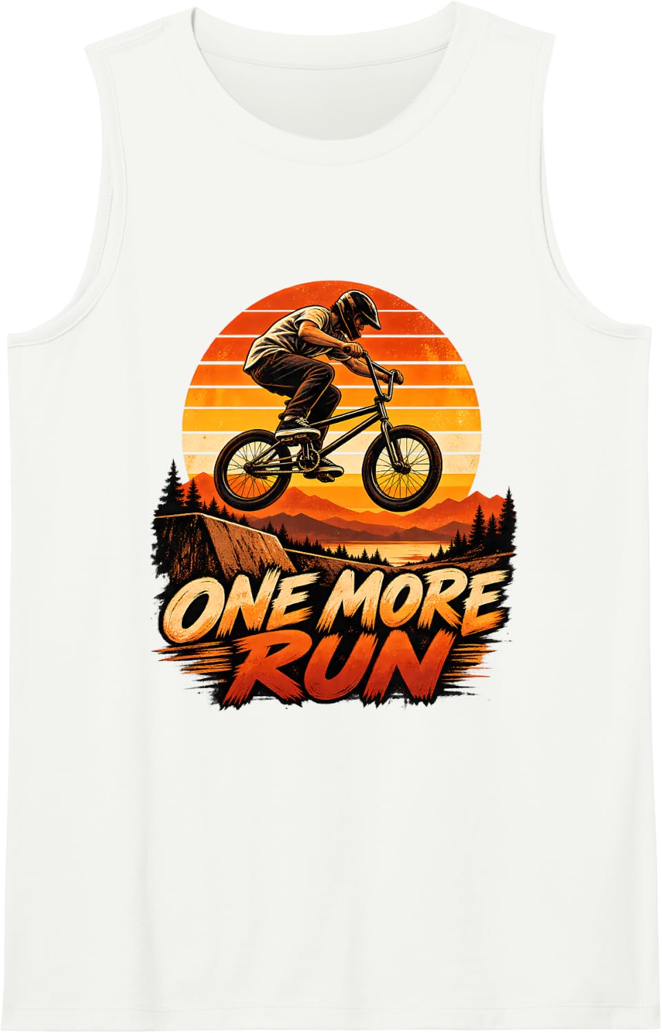 One More Run BMX Dirt Jump Freestyle Bicycle Rider Sleeveless Tank Top - White