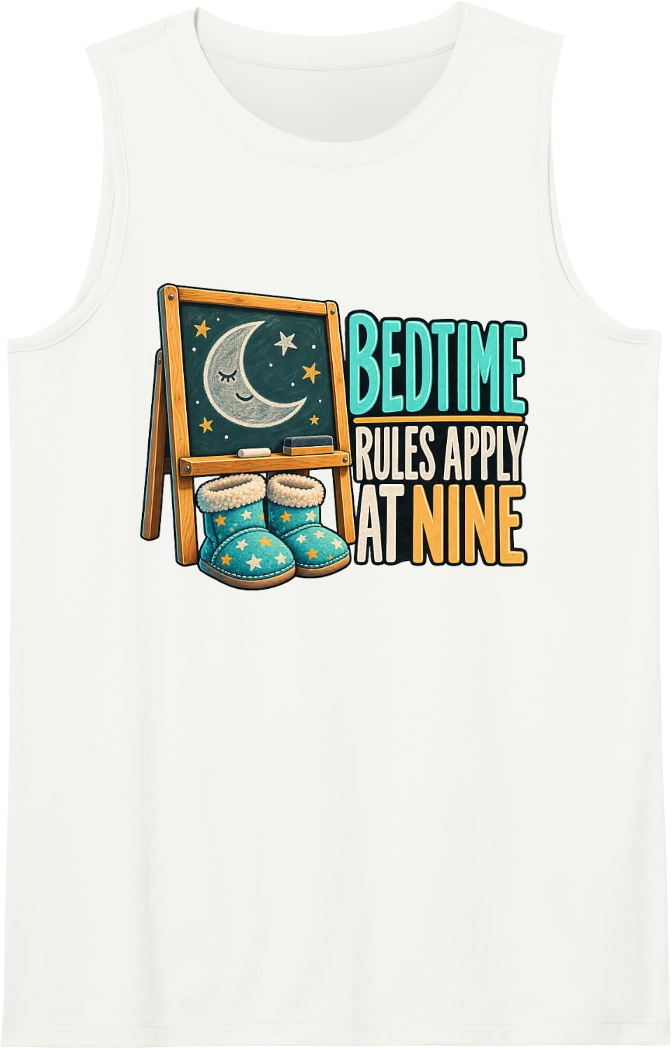 Bedtime Rules Apply At Nine Teacher Humor Classroom Sleeveless Tank Top - White