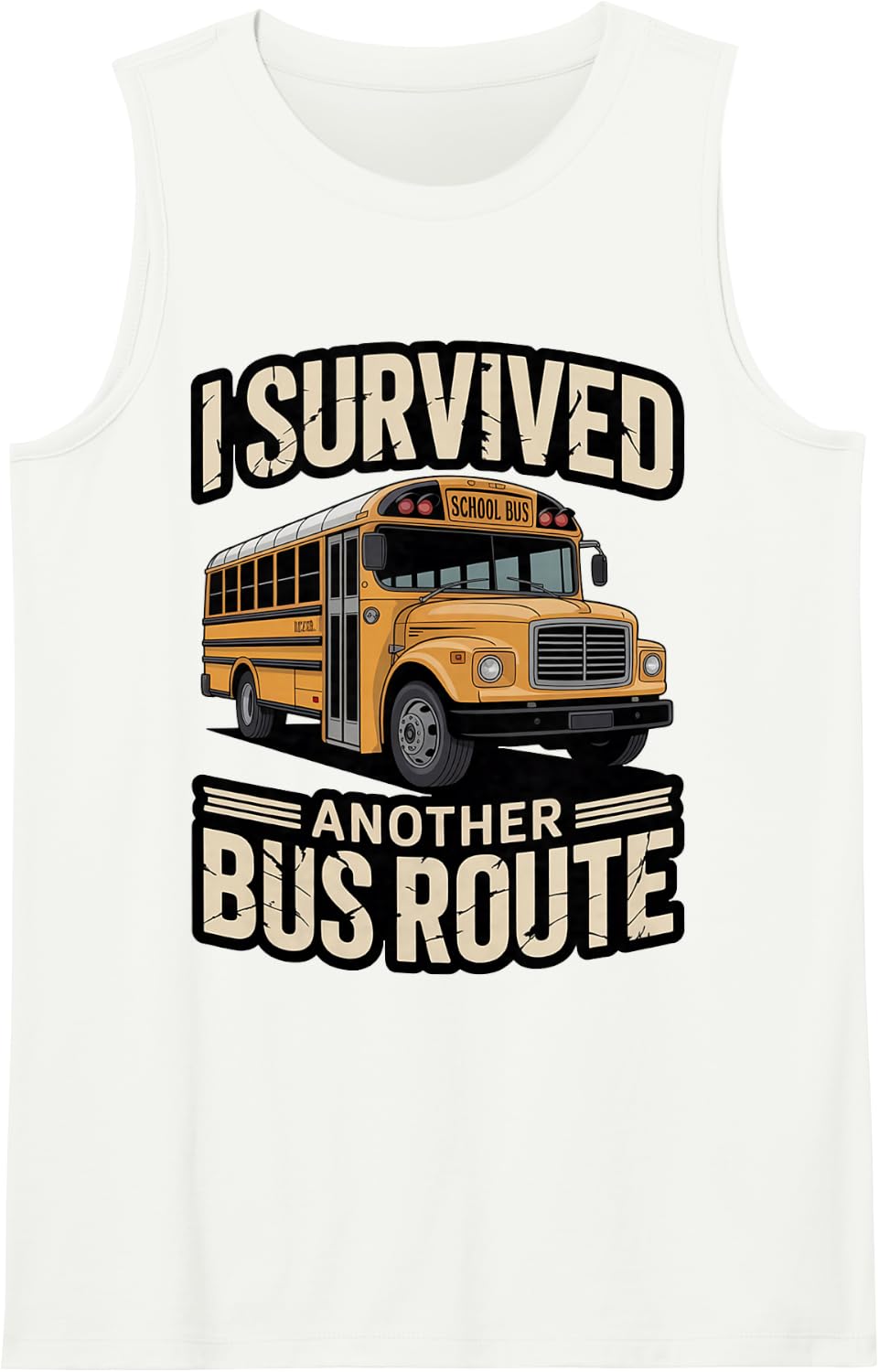 Survived Another Bus Route Teacher Student Kids School Bus Sleeveless Tank Top - White