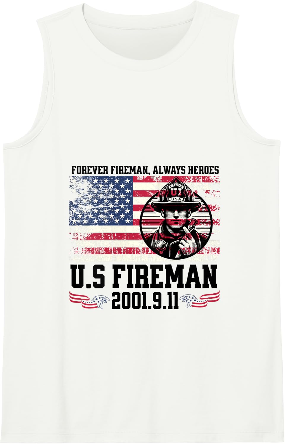 In Memory And Honor Of Firefighters, Remembering 9/11 Tank Top - White