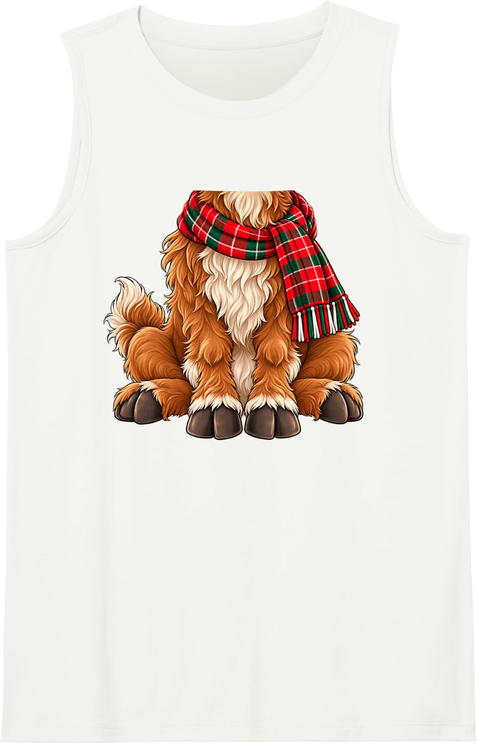 Highland Cow Kids Men Women Brown Deer Costume Christmas Sleeveless Tank Top - White