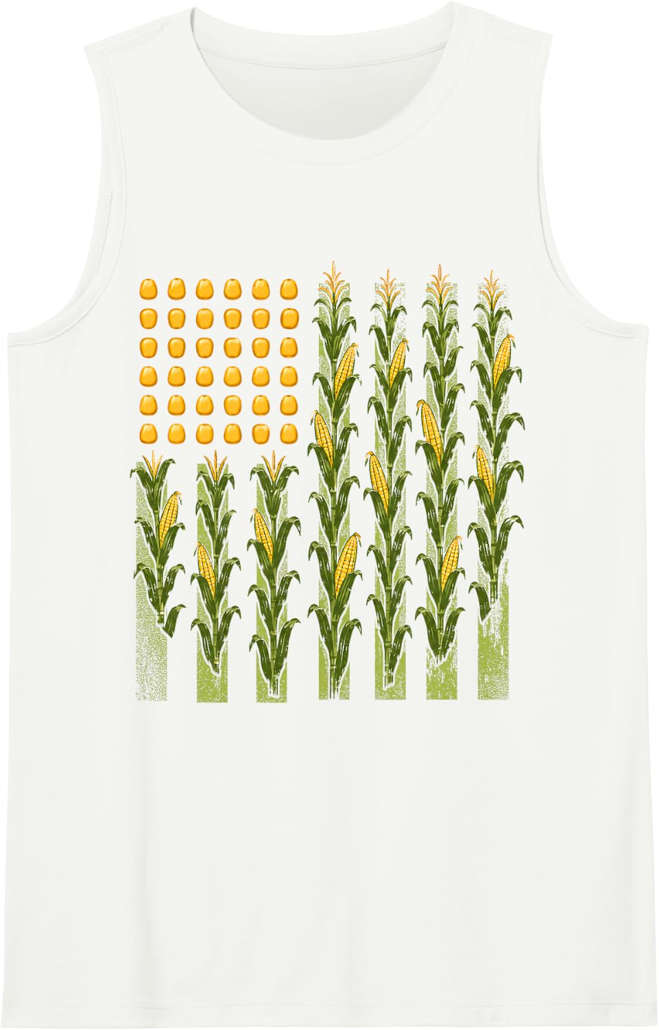 Corn Farmer USA American Flag Crop Farmers Farm Farming Sleeveless Tank Top - White