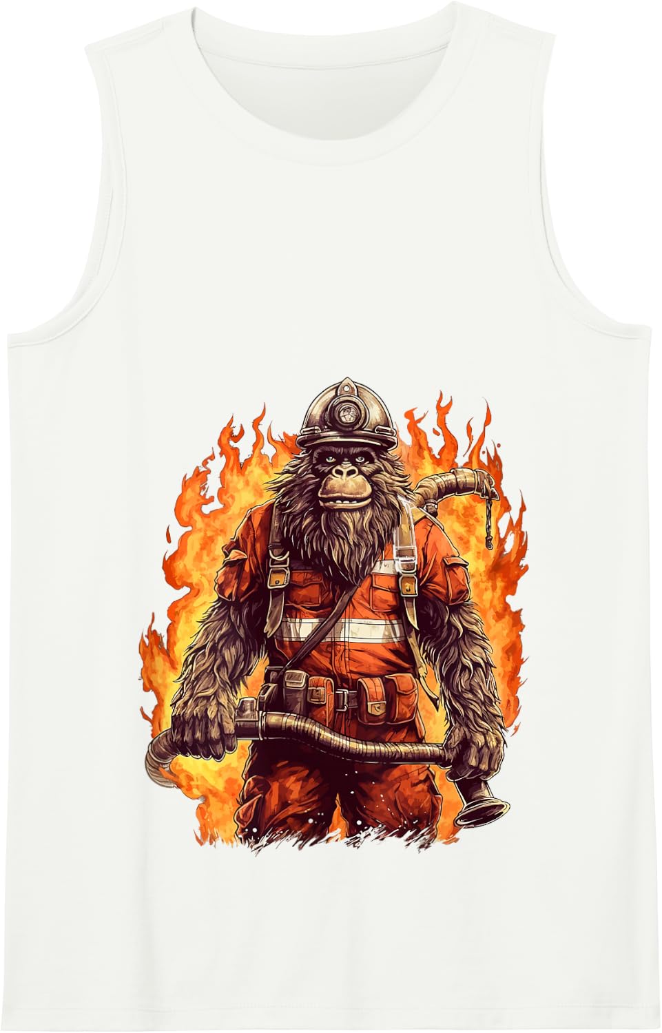 Fire Brigade Bigfoot Fireman Firefighter Bigfoot Sasquatch Tank Top - White
