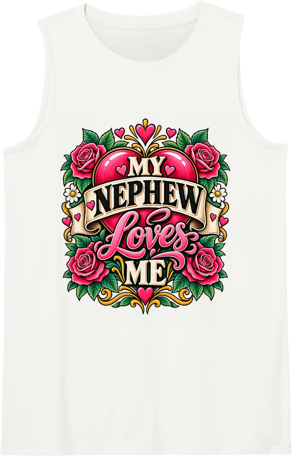 My Nephew Loves Me Cool Aunties Humor Family Sayings Sleeveless Tank Top - White