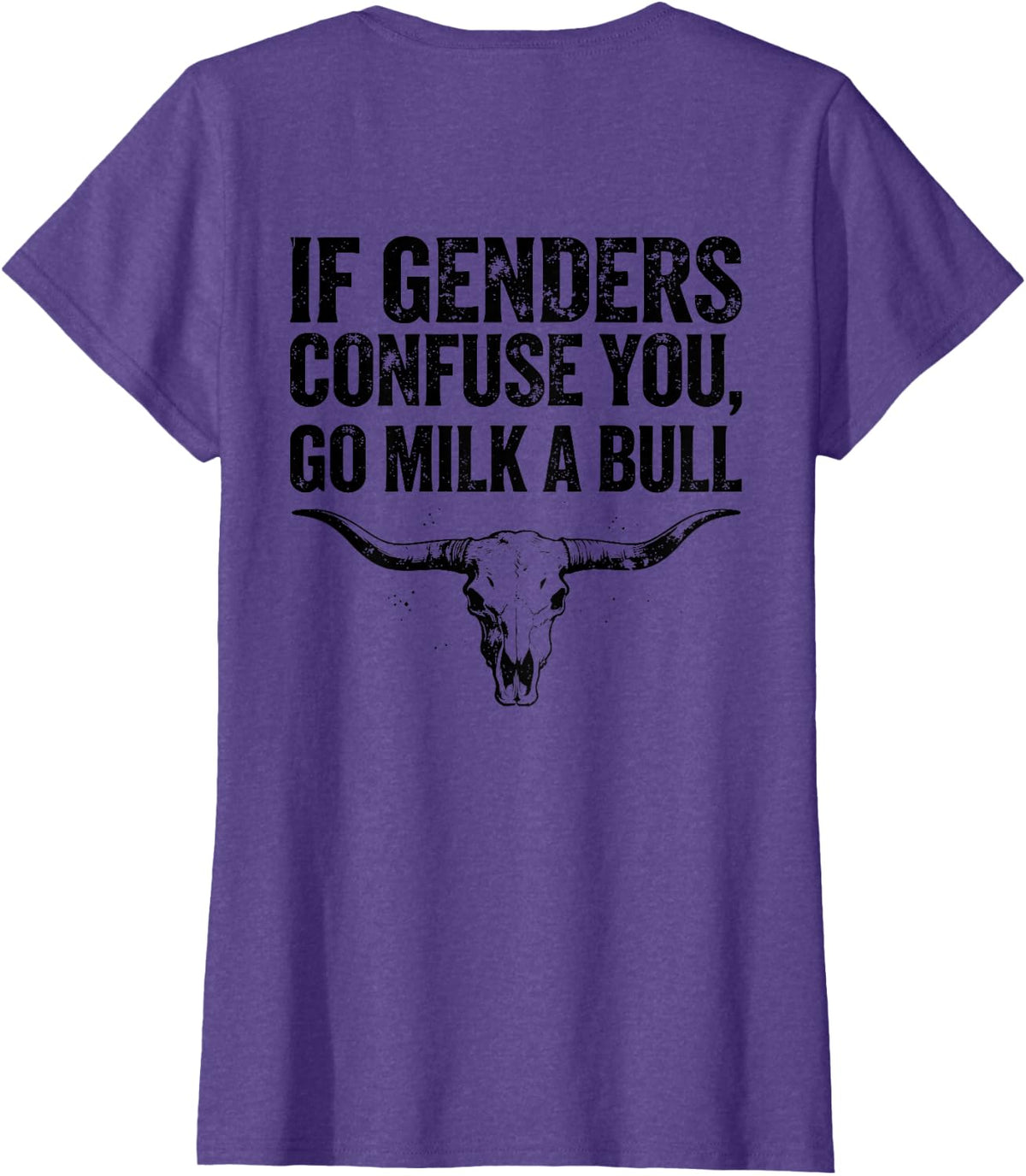 On Back If Genders Confuse You Go Milk A Bull Men Vintage T-Shirt - Purple Heather