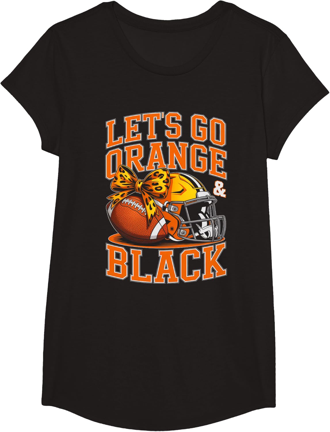 Vintage Let's GO Orange Black High School Game Family Spirit T-Shirt - Girls Black