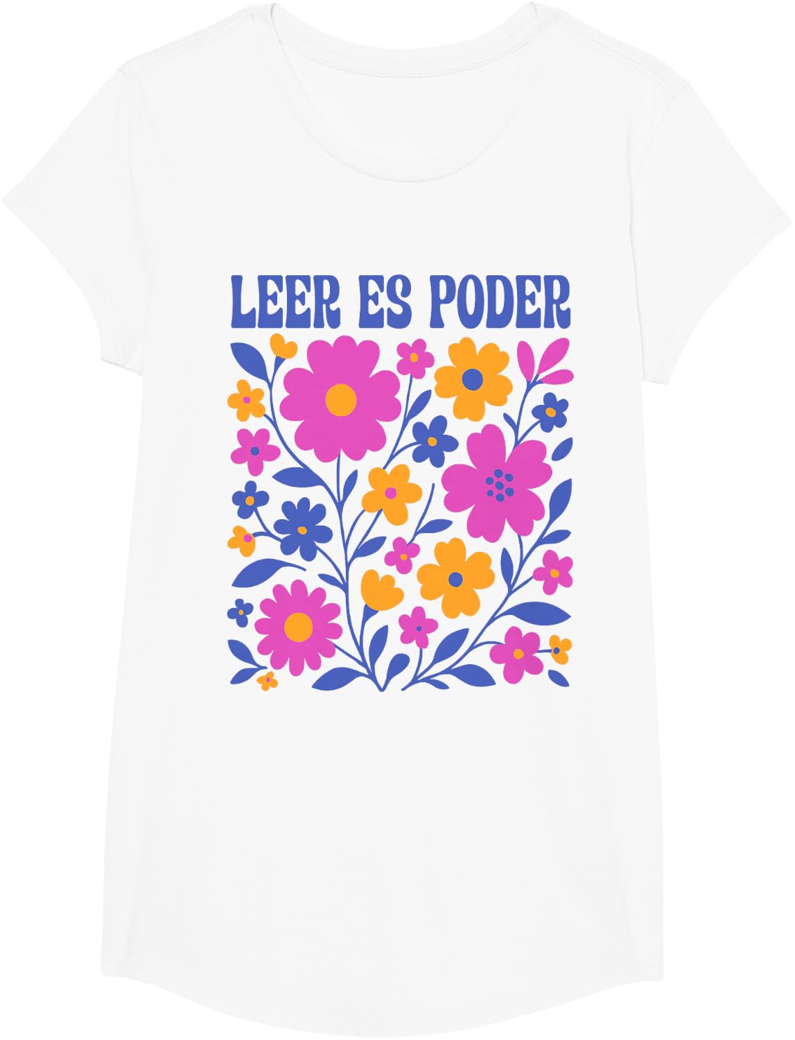 Spanish Teacher Shirt Back to School Tee Leer ES Poder Boho Floral T-Shirt - Girls White