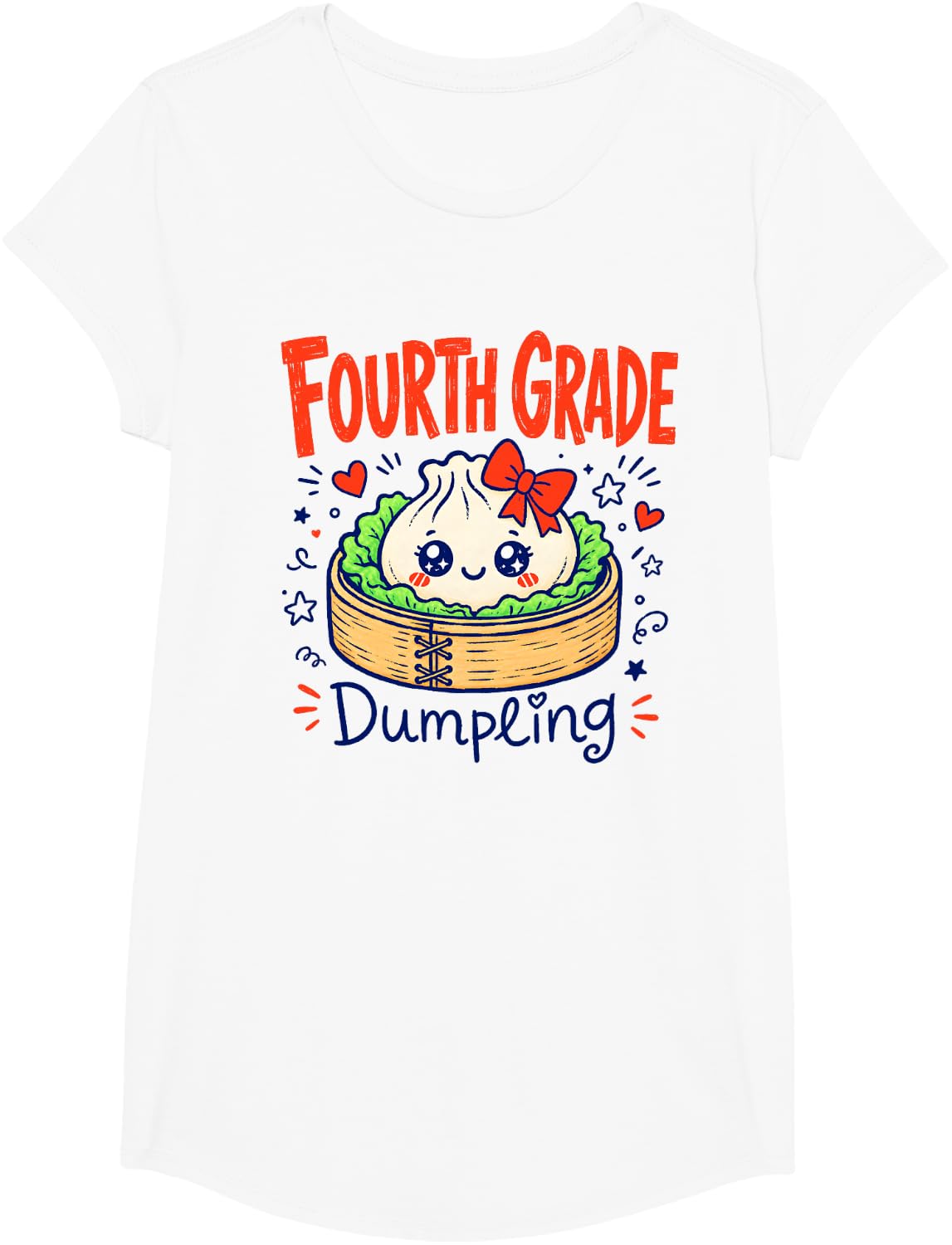4th Grade Dumpling Cute First Day of School T-Shirt - Girls White