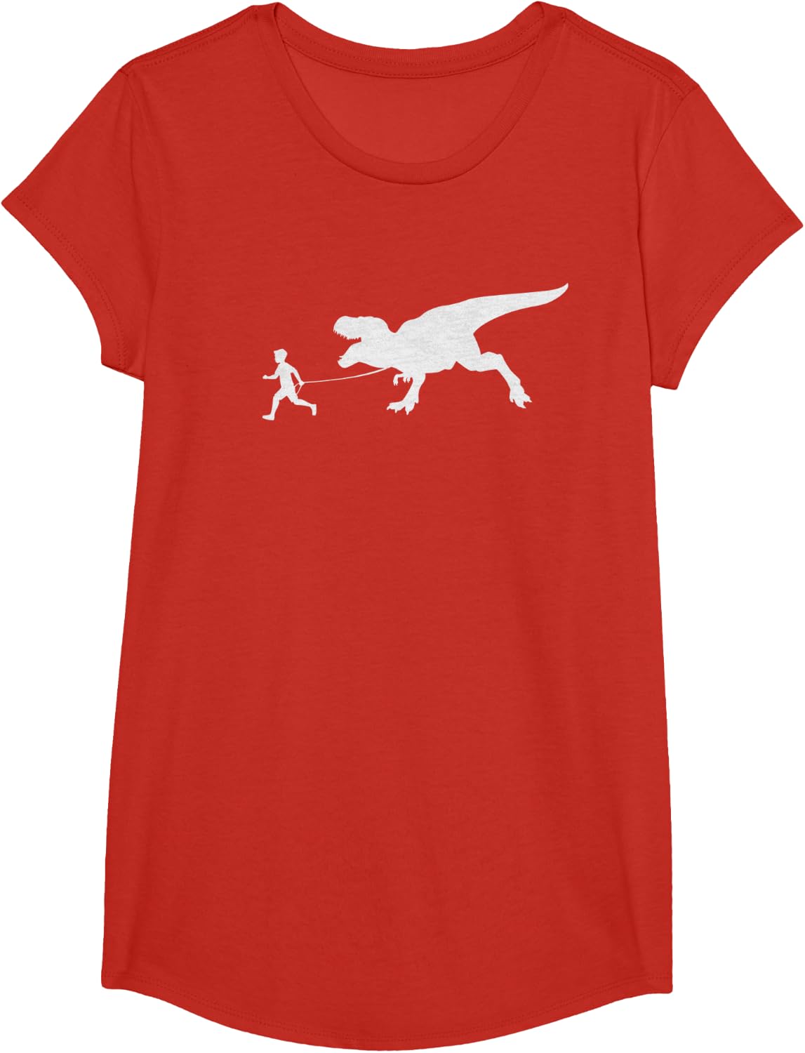 Dino T-rex walk Dino Lover Cute Dinosaur T-Shirt - Girls Red
