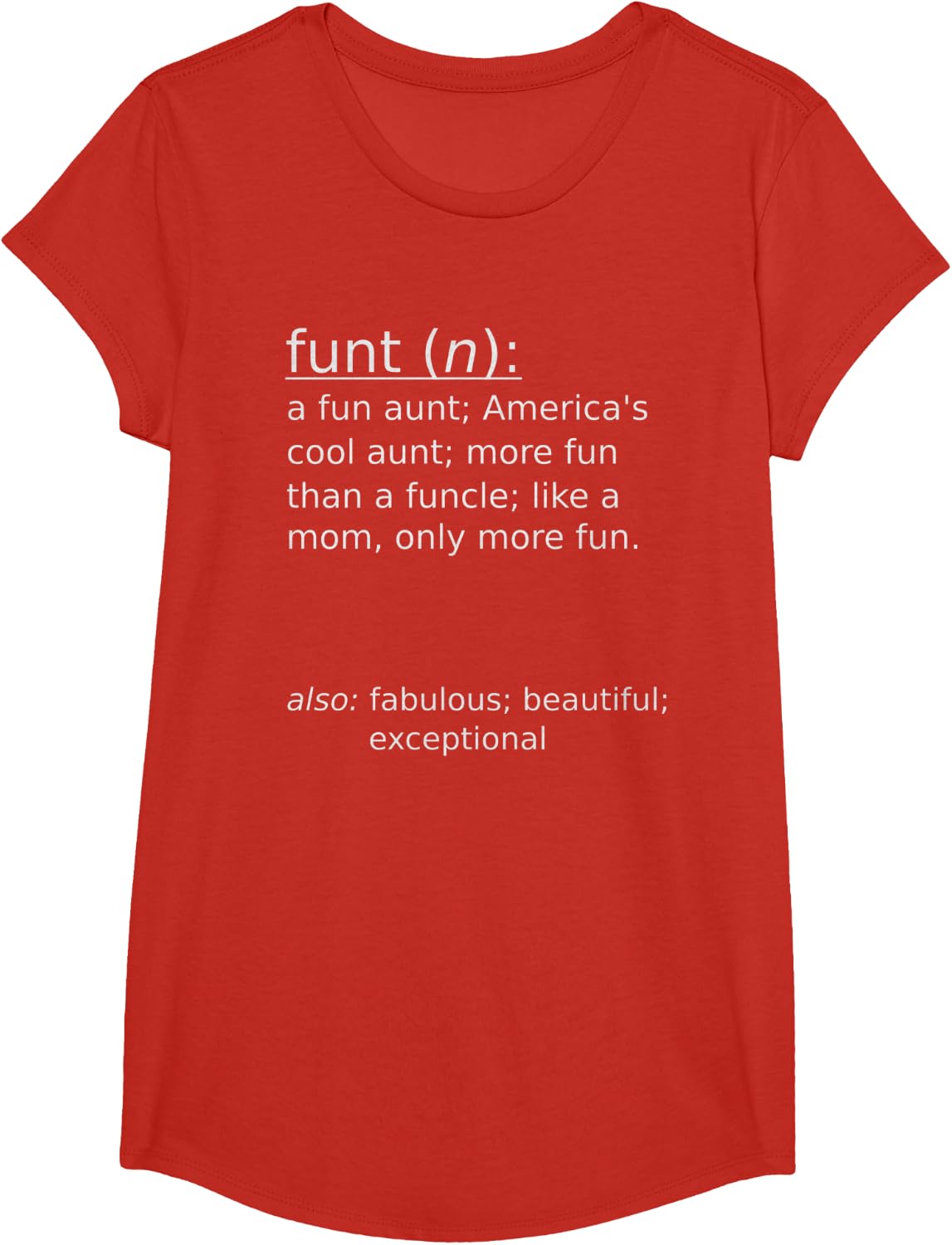 "FUNT" FUN AUNT - Definition Dictionary Funny Auntie T-Shirt - Girls Red