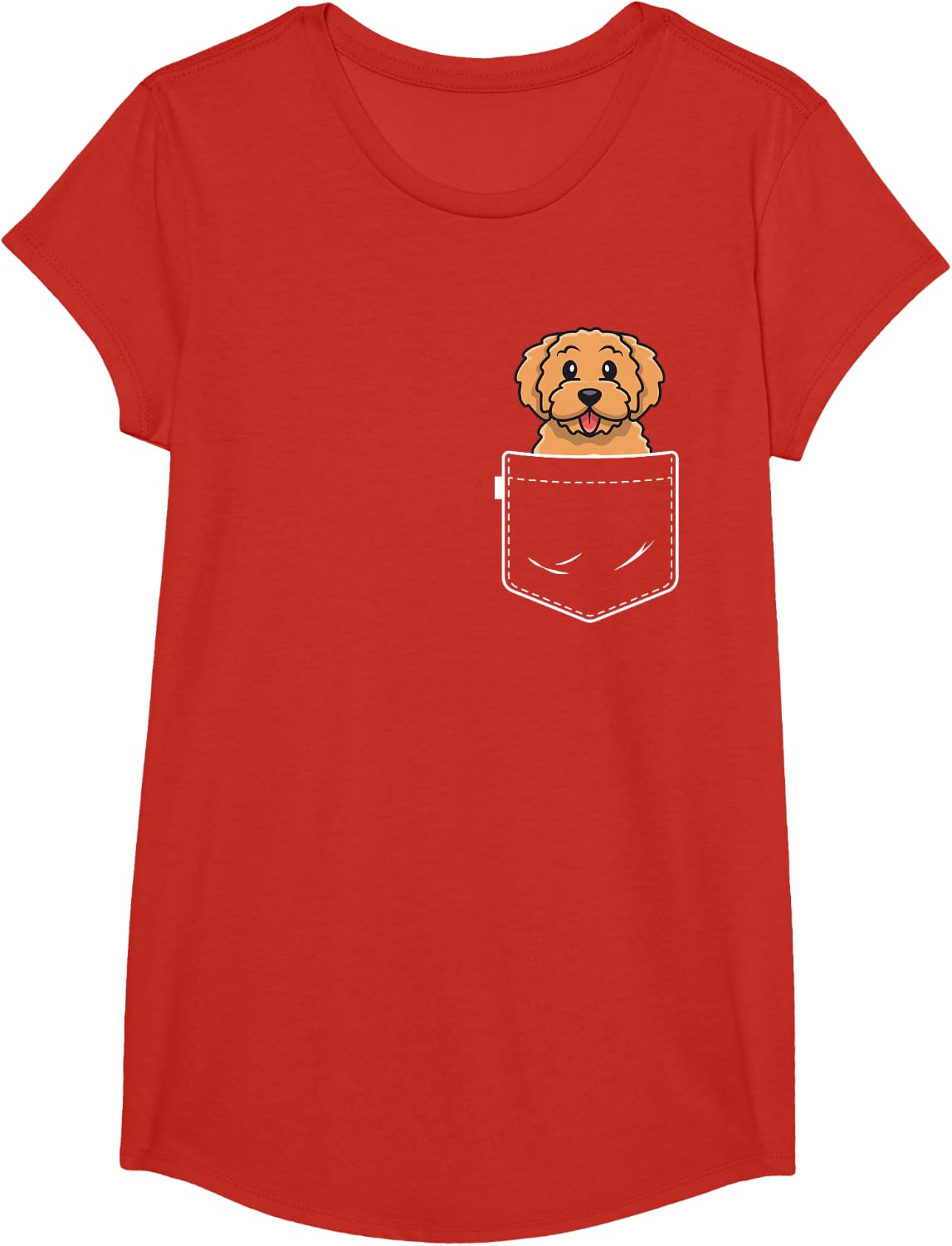 Goldendoodle Pocket Shirt Golden Doodle Shirts For Women T-Shirt - Girls Red