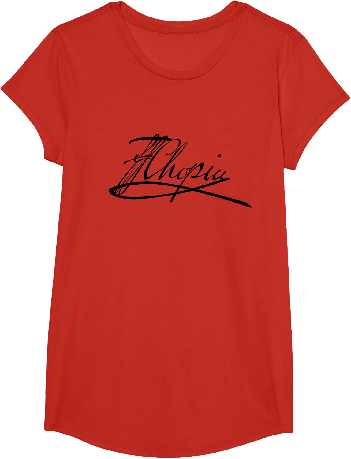 Frederic Chopin Authentic Signature Piano Shirt Tee Classical Music T-Shirt - Girls Red