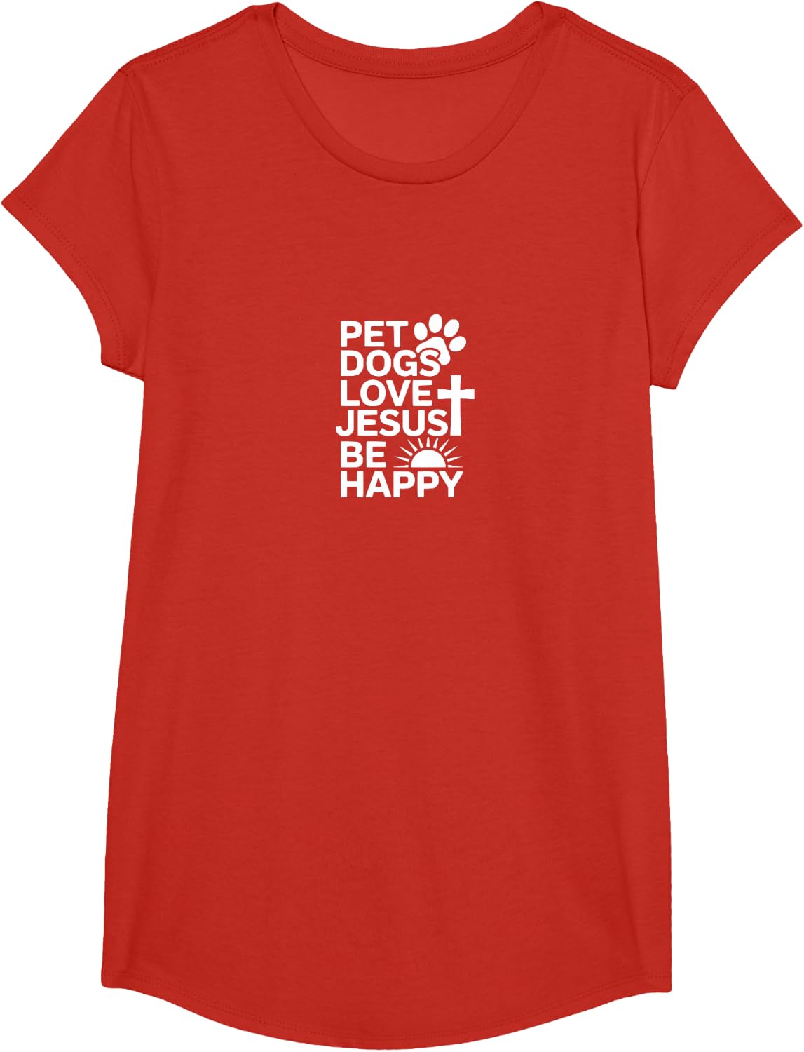 Pet Dogs Love Jesus Be Happy T-Shirt Tees for Dog Lover Christian Faith Gift Men Women - Girls Red