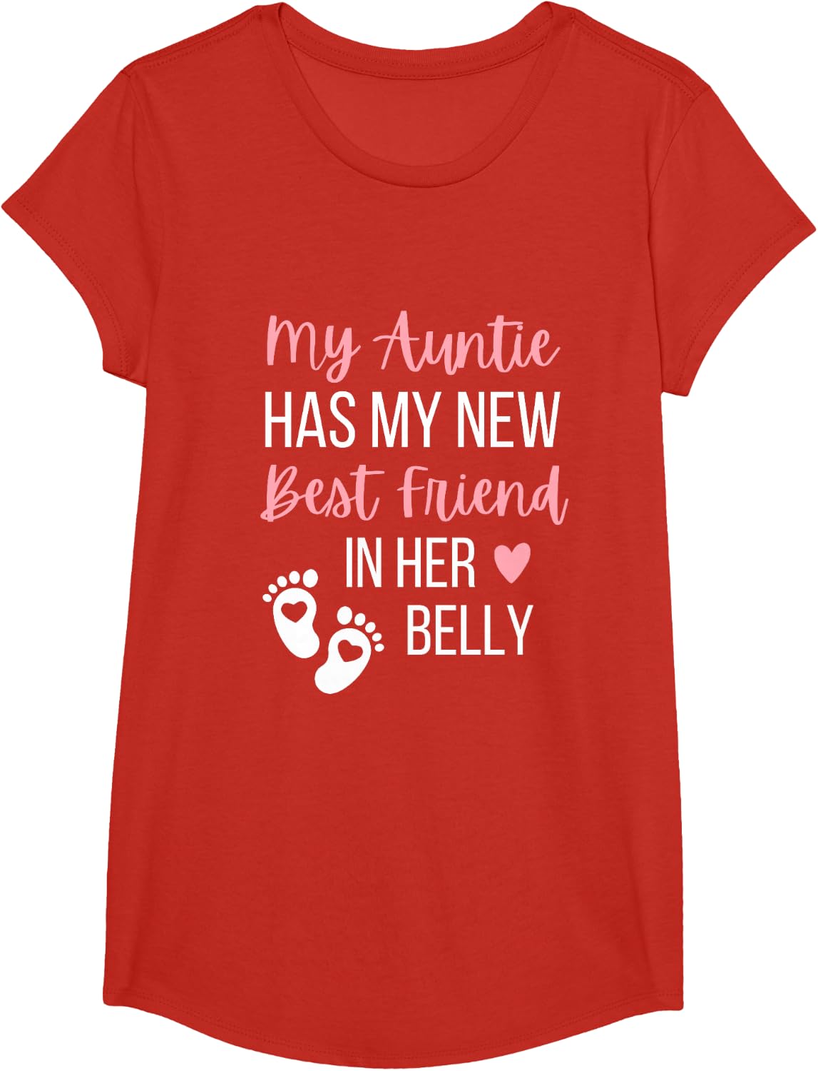 My Auntie Has My New Best Friend In Her Belly Aunt Cousin T-Shirt - Girls Red
