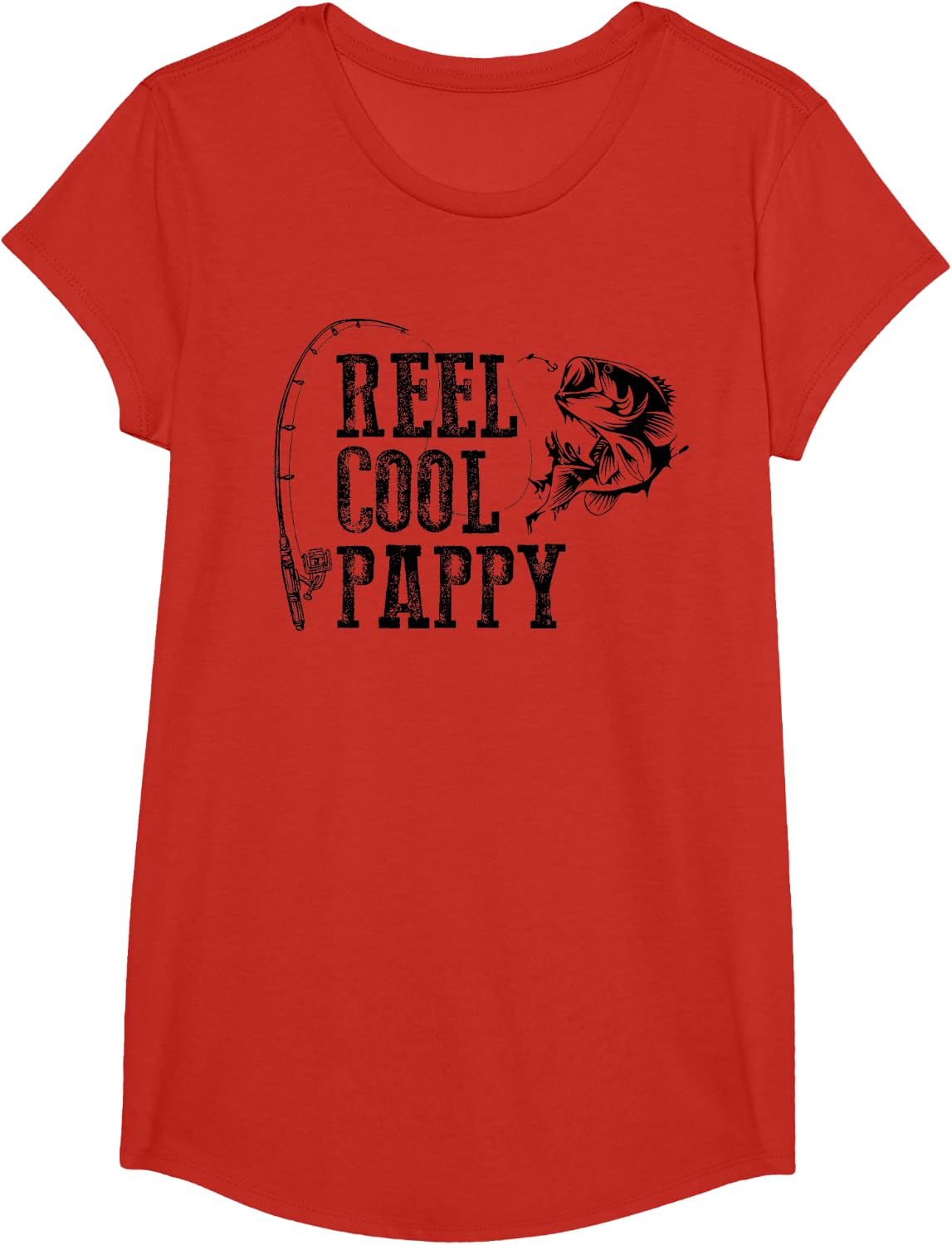 Pappy Fishing: Reel Cool Pappy Funny Design T-Shirt - Girls Red