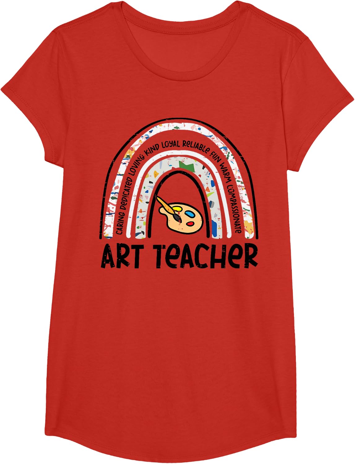 Art Teacher Rainbow Painting Caring Dedicated Kind Men Women T-Shirt - Girls Red