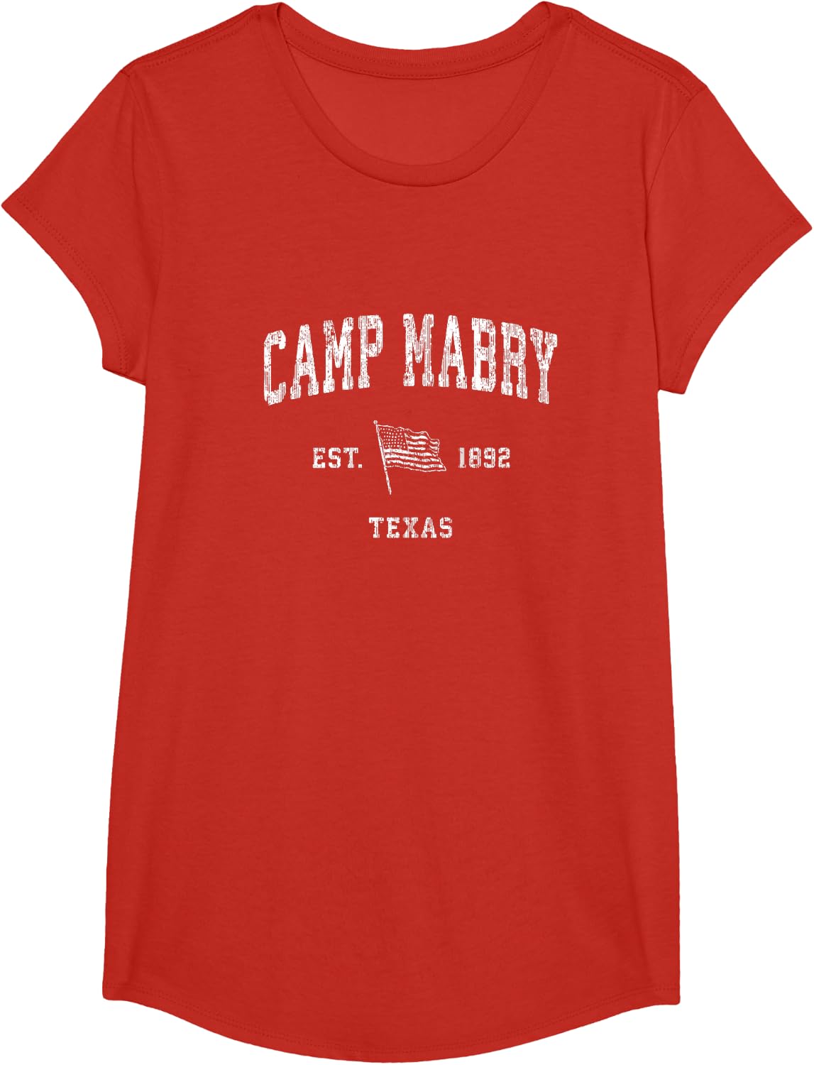Camp Mabry Texas TX T-Shirt Vintage US Flag Sports Tee T-Shirt - Girls Red