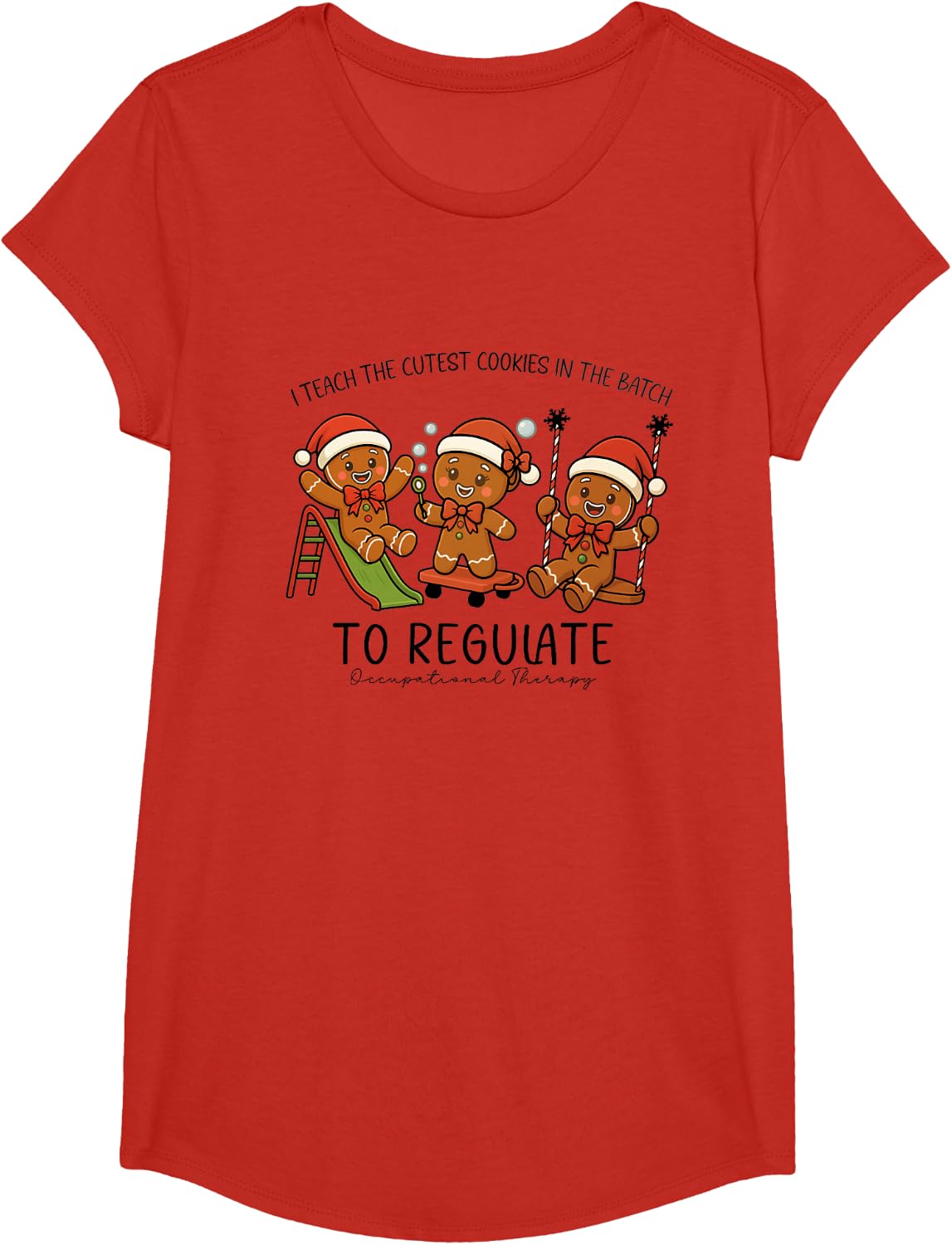 Occupational Therapy Christmas Teach The Cutest Cookies T-Shirt - Girls Red