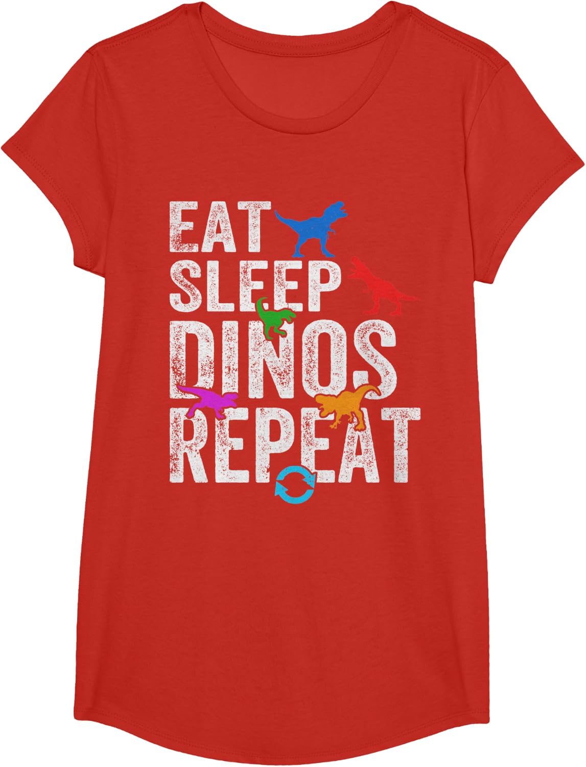 Eat Sleep Dinos Repeat - Dinosaur Dino Lover T-Shirt - Girls Red