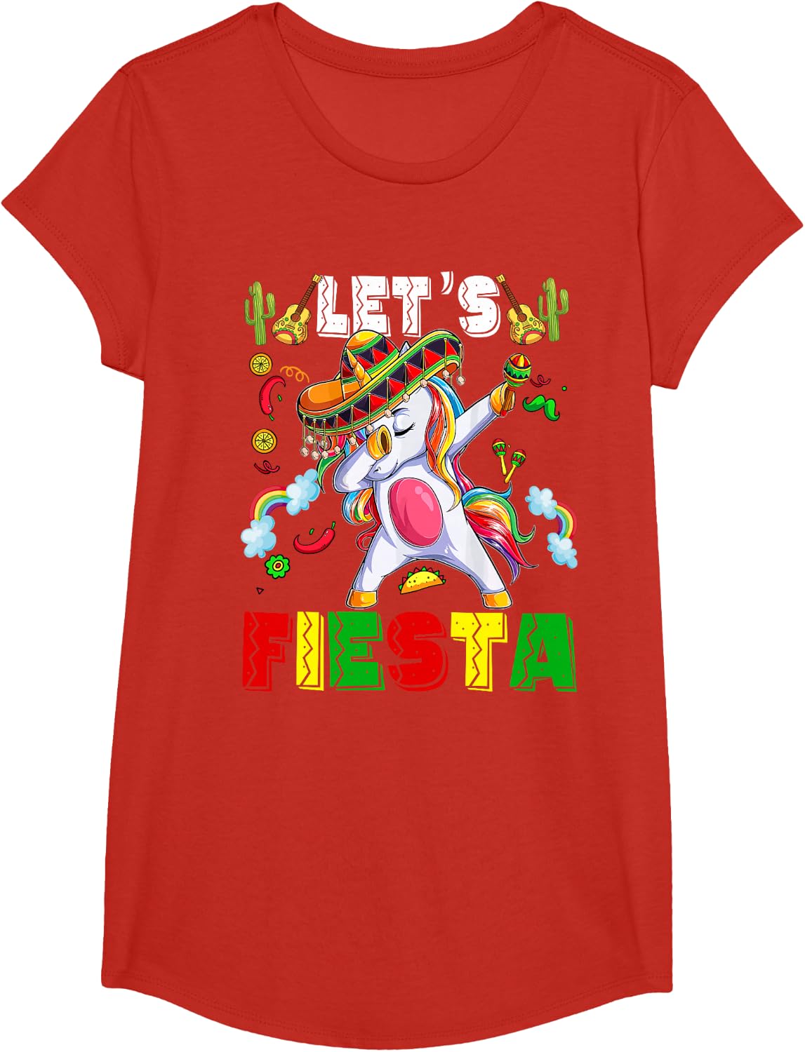 Lets Fiesta-Shirt Cinco De Mayo Funny Mexican Women Kid Girl T-Shirt - Girls Red