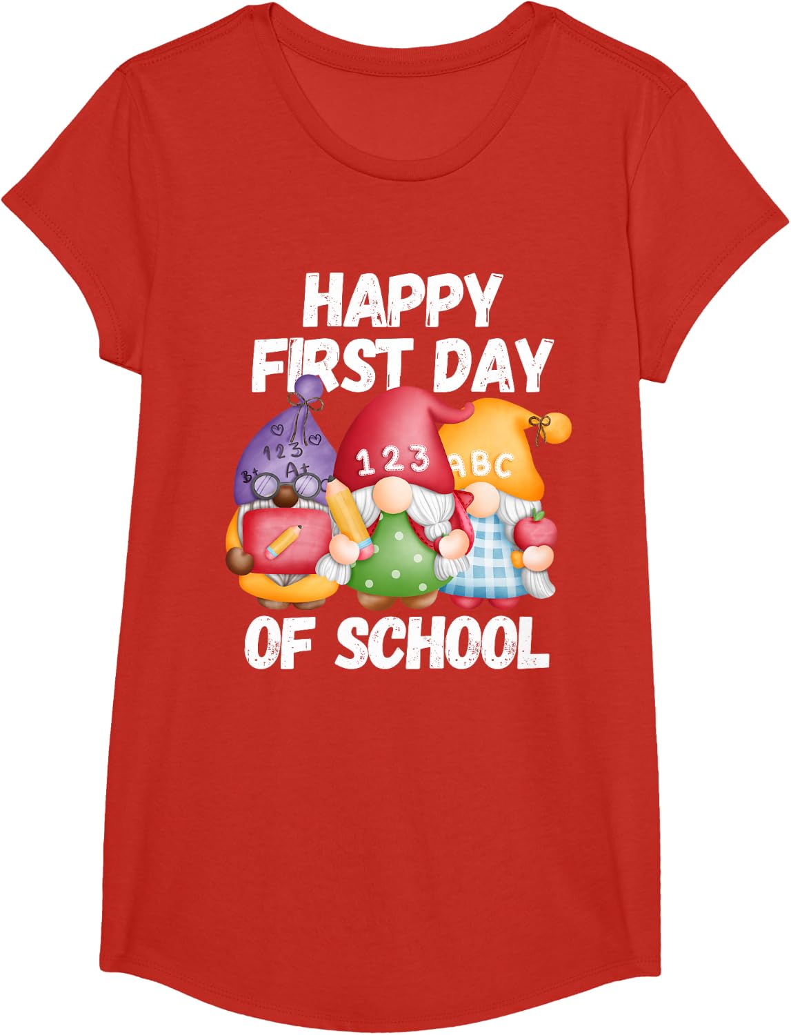 Gnome Happy First Day Of School Cute Back To School Teacher T-Shirt - Girls Red