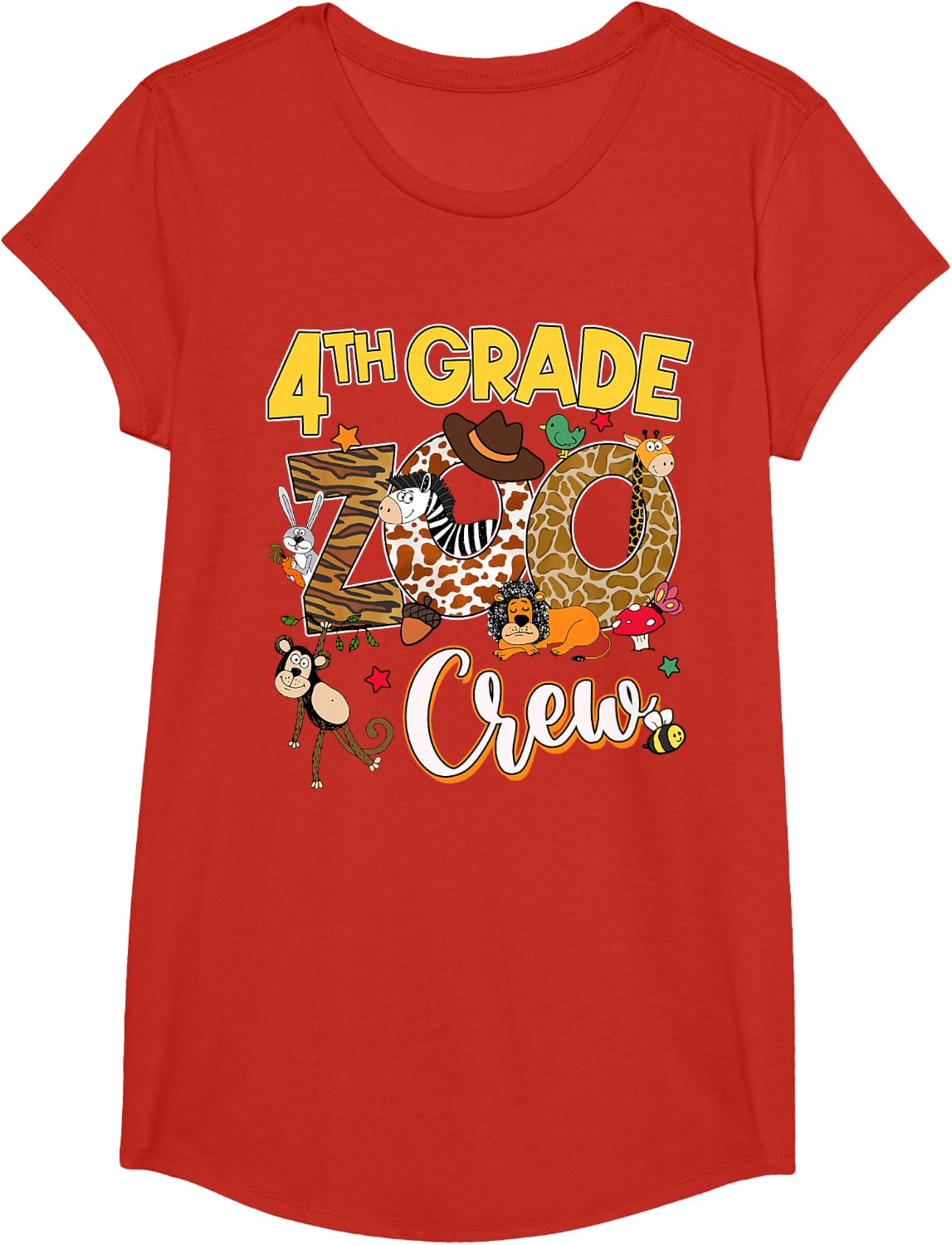 Fourth Grade Zoo Field Trip Squad Matching Teacher Students T-Shirt - Girls Red